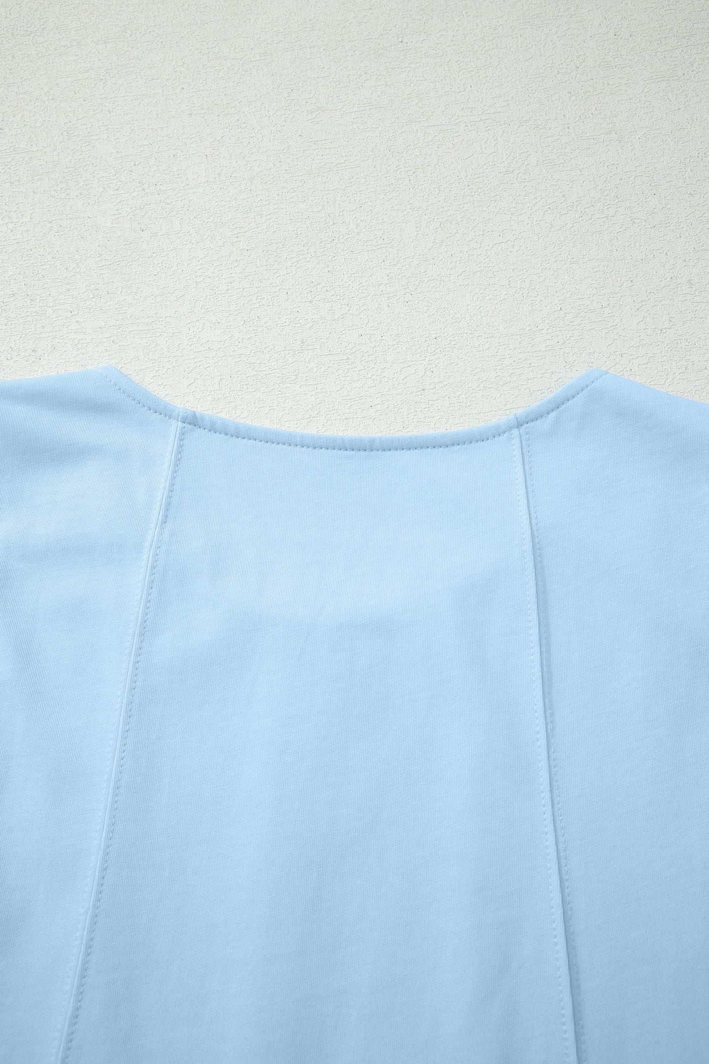 Mist Blue Stitched Detail Loose Tank Top 2pcs Short Set-Two Piece Sets/Short Sets-[Adult]-[Female]-2022 Online Blue Zone Planet