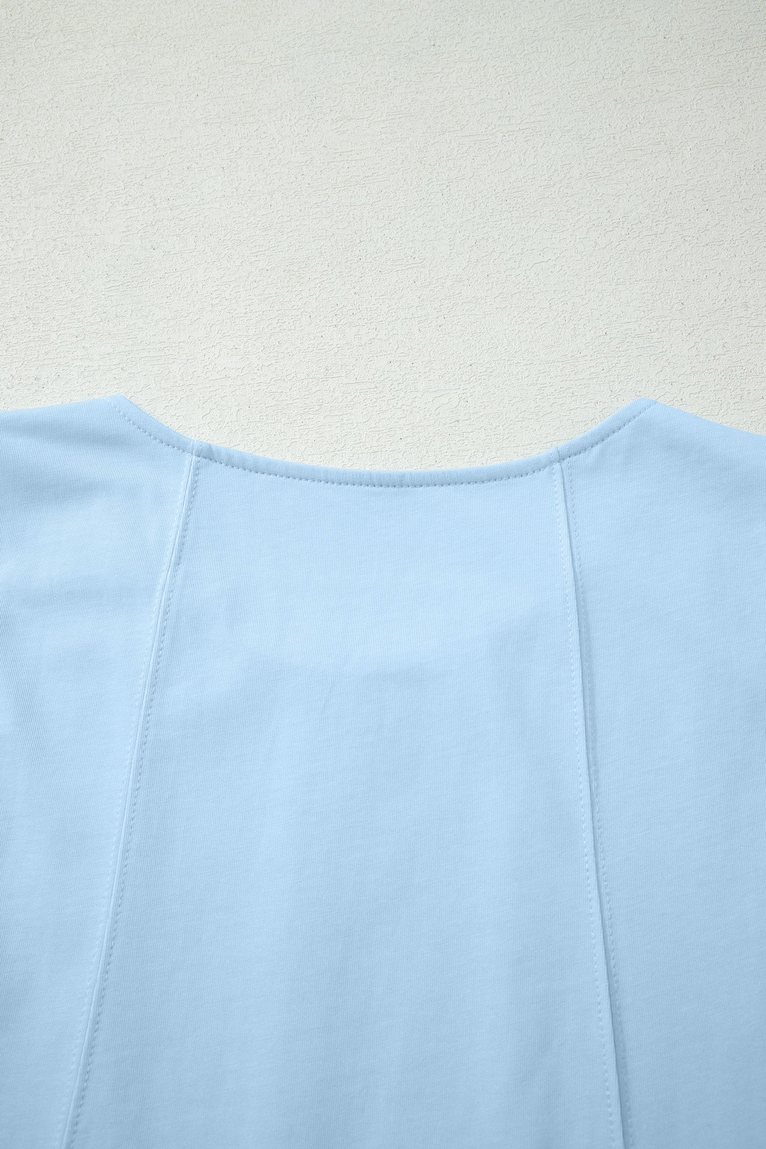Mist Blue Stitched Detail Loose Tank Top 2pcs Short Set-Two Piece Sets/Short Sets-[Adult]-[Female]-2022 Online Blue Zone Planet