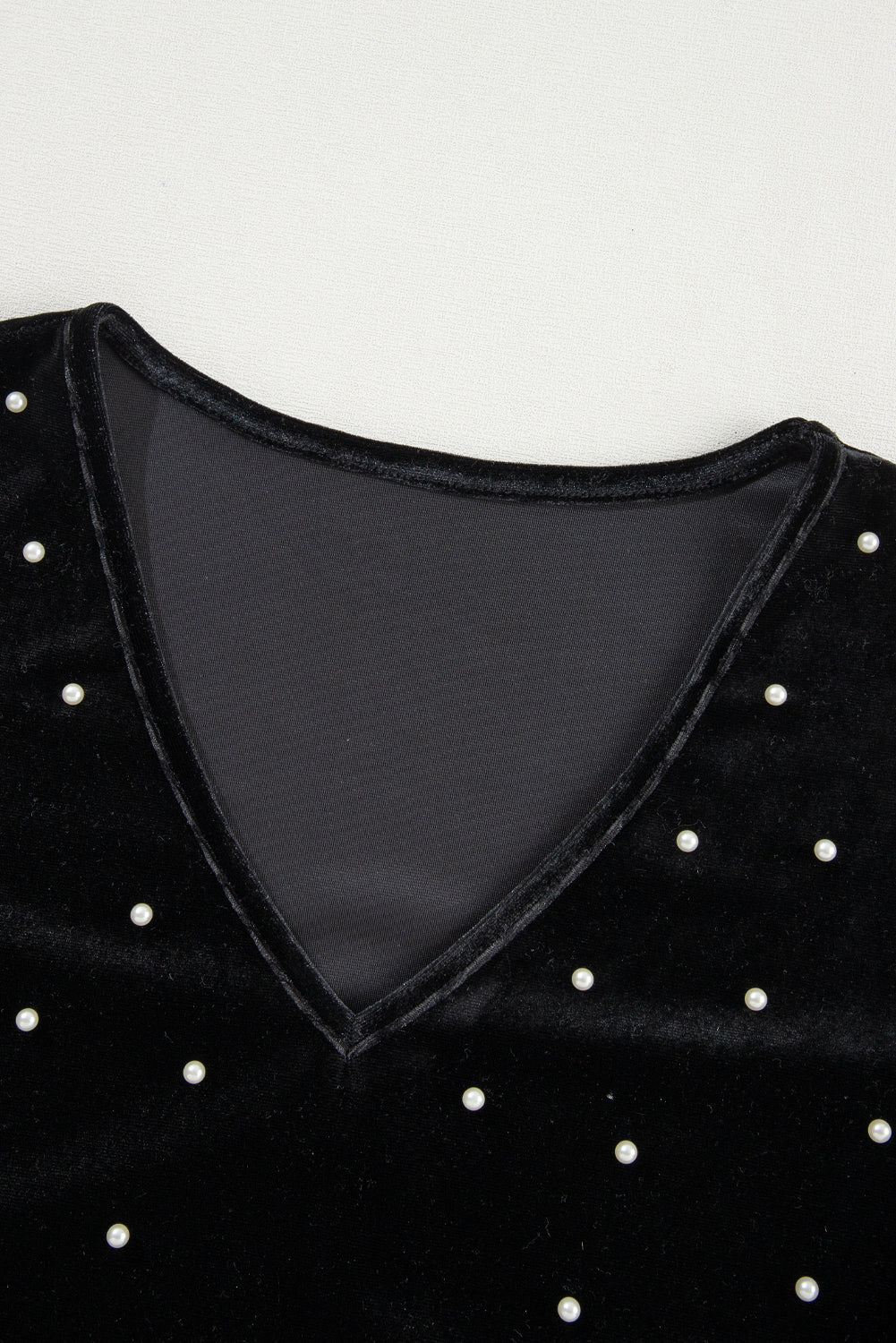 Pearl Detail Velvet V-Neck Long Sleeve Bodysuit-TOPS / DRESSES-[Adult]-[Female]-2022 Online Blue Zone Planet