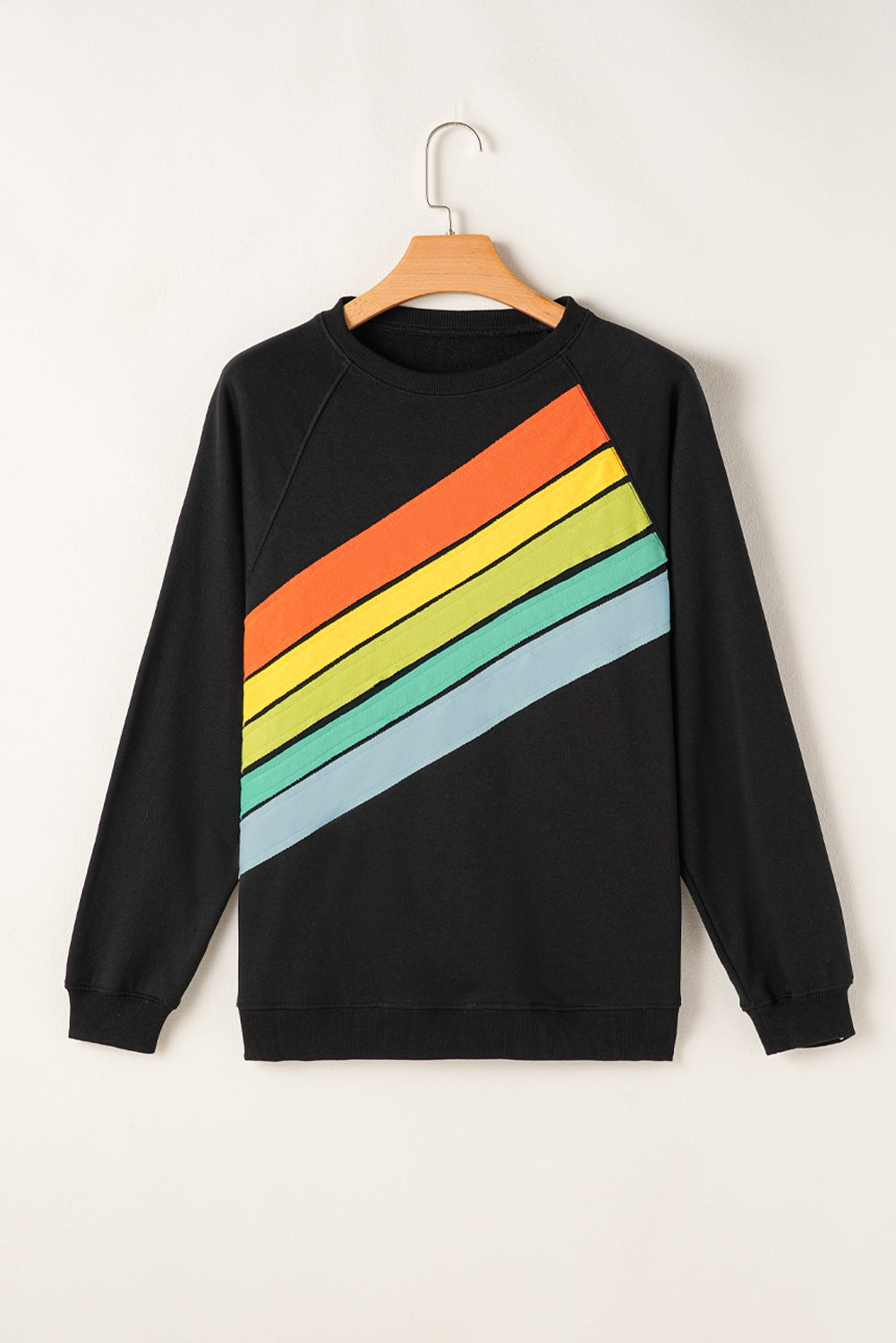 Blue Zone Planet |  Black Rainbow Colorblock Pullover Sweatshirt