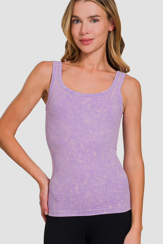 Zenana Ribbed Scoop Neck Tank-TOPS / DRESSES-[Adult]-[Female]-Lavender-S/M-2022 Online Blue Zone Planet