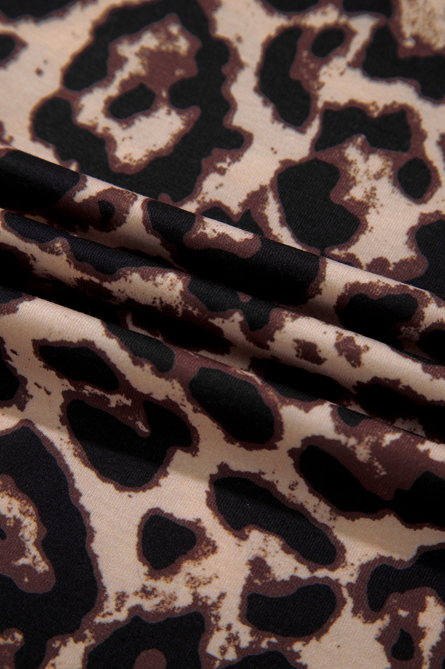 Khaki Leopard High Neck Long Sleeve Western Slim Top-Tops/Long Sleeve Tops-[Adult]-[Female]-2022 Online Blue Zone Planet