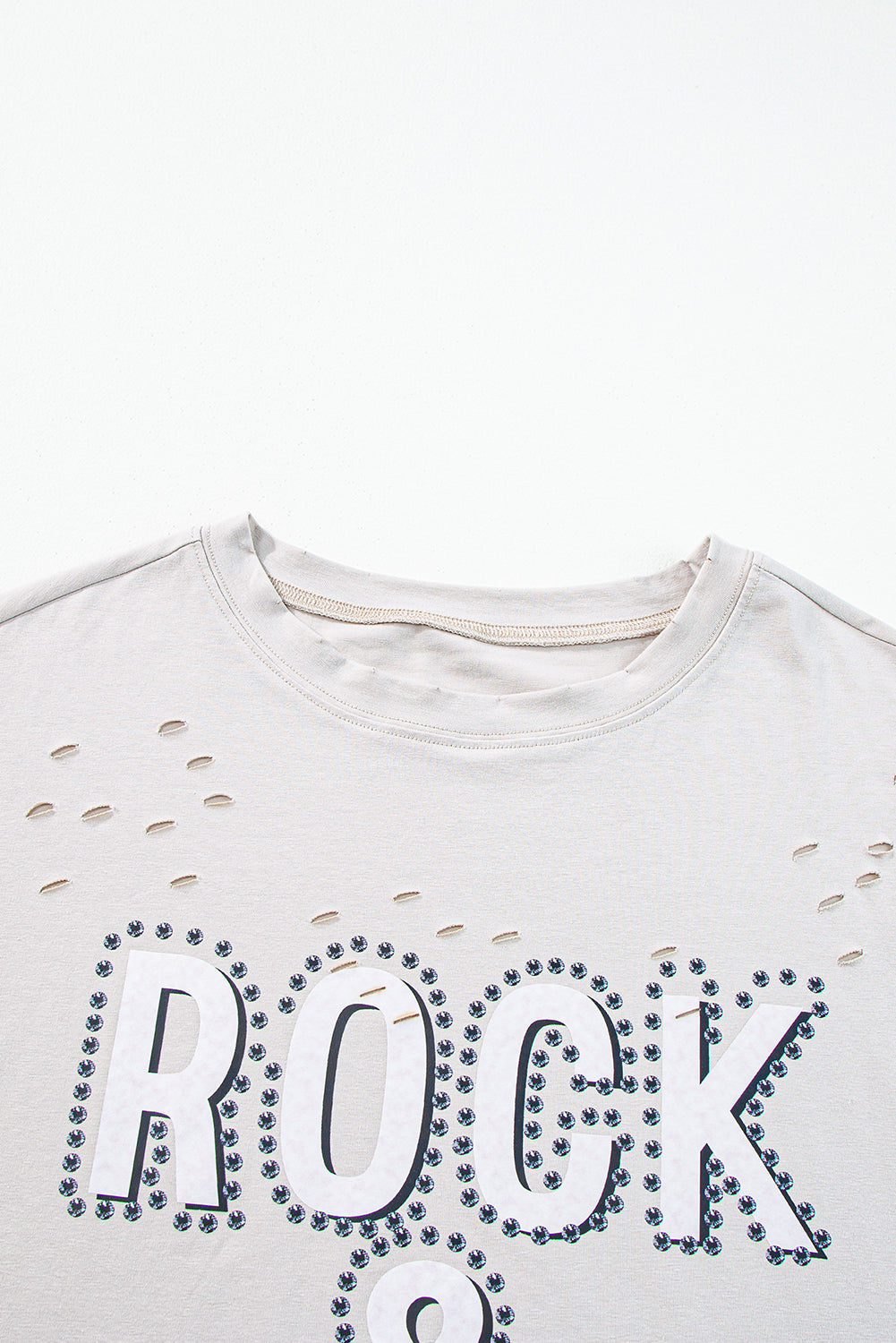 Gray Rock & Roll Graphic Distressed Vintage Tee-Tops/Tops & Tees-[Adult]-[Female]-2022 Online Blue Zone Planet