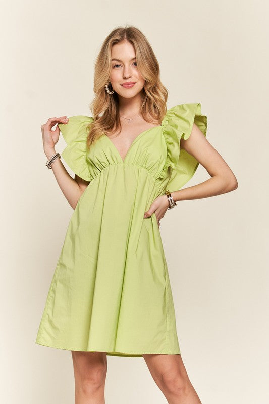 ADORA Smocked Back Ruffled Cap Sleeve Babydoll Dress-TOPS / DRESSES-[Adult]-[Female]-2022 Online Blue Zone Planet