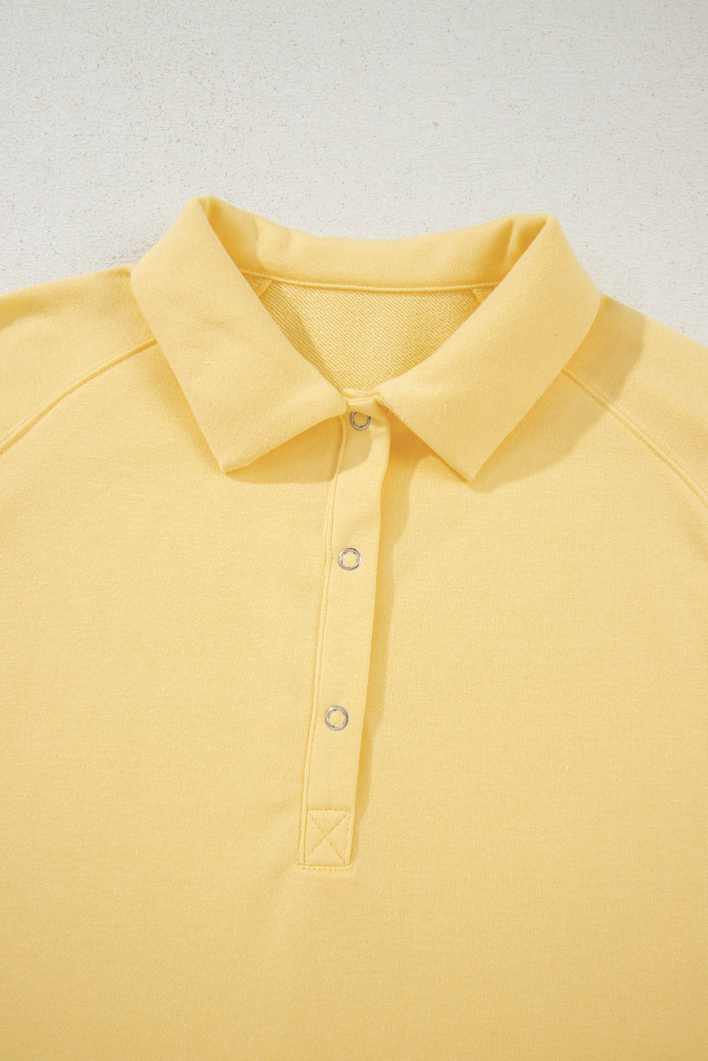 Yellow Cream Button Collar Drop Shoulder Pullover and Shorts 2pcs Outfit-Two Piece Sets/Short Sets-[Adult]-[Female]-2022 Online Blue Zone Planet