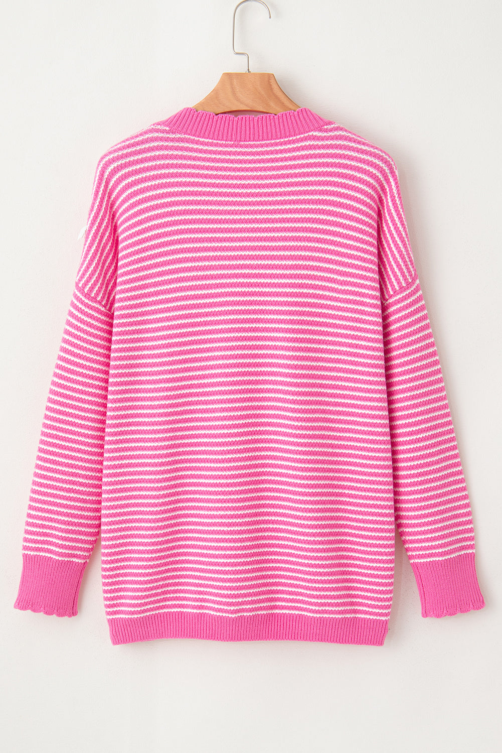 Striped V-Neck Dropped Shoulder Sweater-TOPS / DRESSES-[Adult]-[Female]-2022 Online Blue Zone Planet