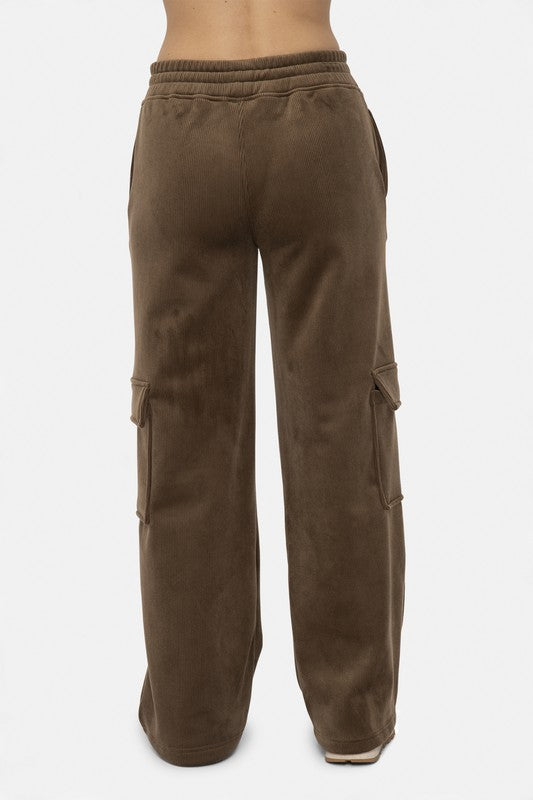 Mono B Elastic Waist Corduroy Cargo Pants-BOTTOMS SIZES SMALL MEDIUM LARGE-[Adult]-[Female]-2022 Online Blue Zone Planet