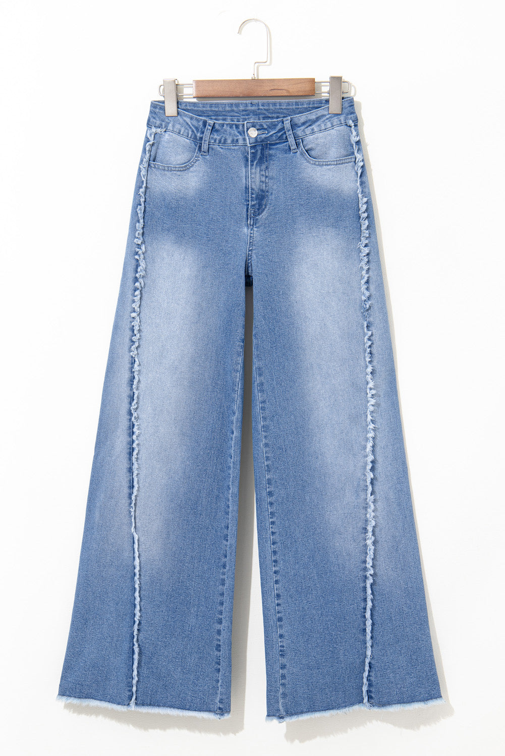 Beau Blue Vintage Stitching Raw Hem Flared Jeans-Bottoms/Jeans-[Adult]-[Female]-2022 Online Blue Zone Planet