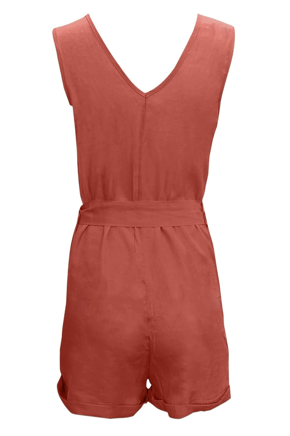 Full Size Tied V-Neck Sleeveless Romper with Pockets-TOPS / DRESSES-[Adult]-[Female]-2022 Online Blue Zone Planet