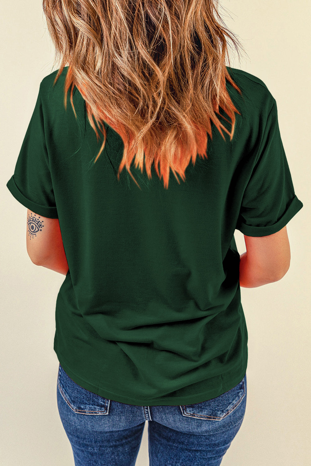 Bright Green Casual Plain Crew Neck Tee-Tops/Tops & Tees-[Adult]-[Female]-2022 Online Blue Zone Planet