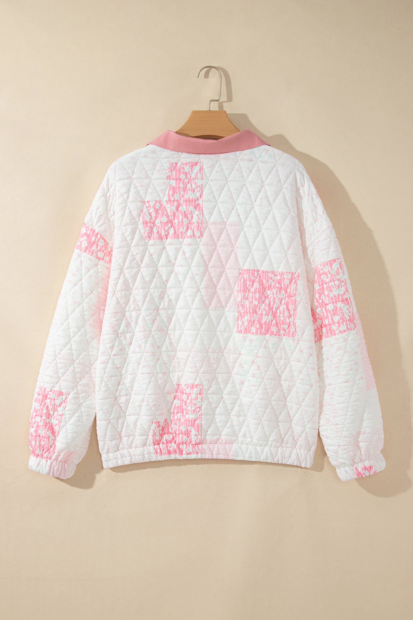 Multicolour Floral Quilted Half Button Pocketed Pullover Sweatshirt-Tops/Sweatshirts & Hoodies-[Adult]-[Female]-2022 Online Blue Zone Planet