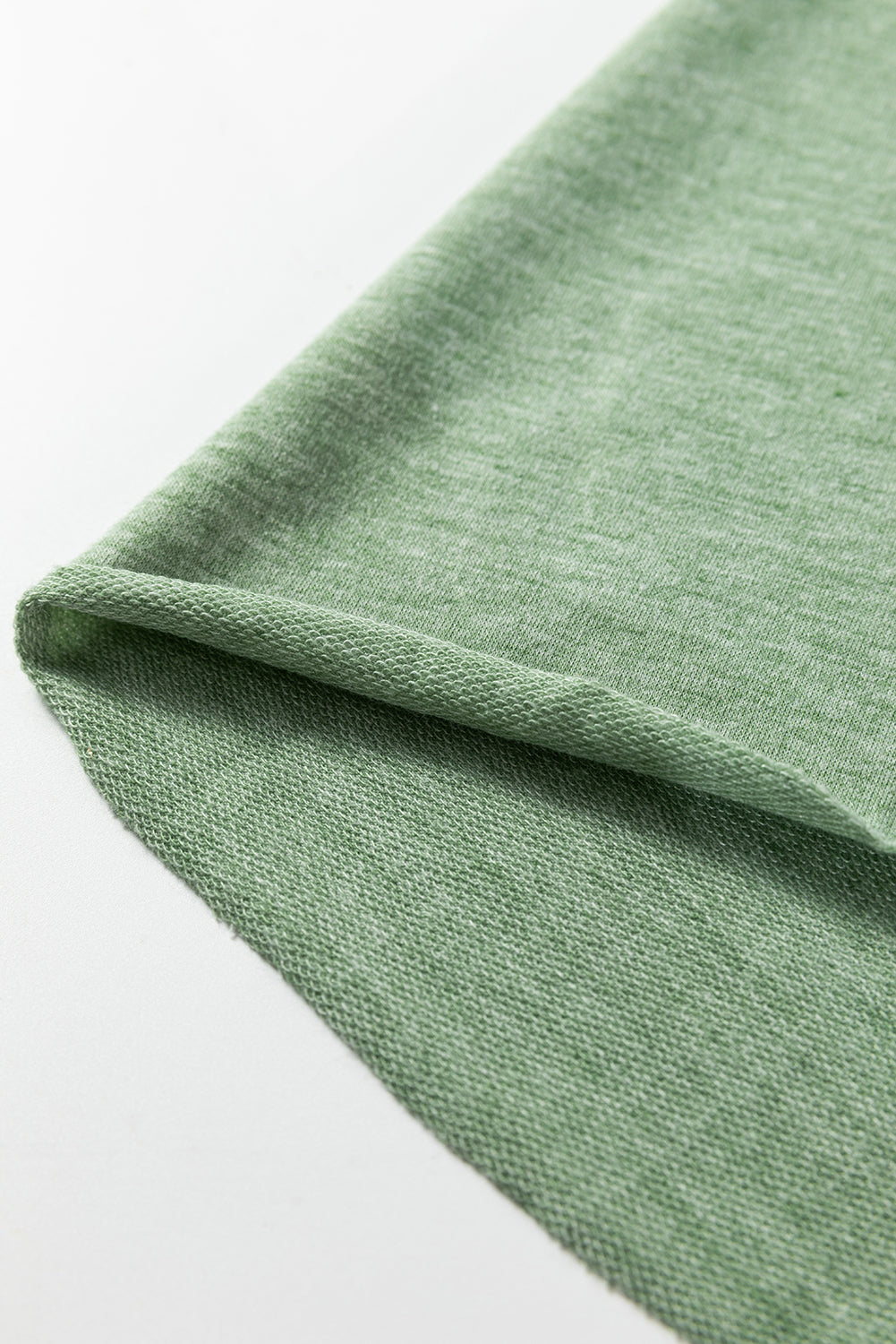 Smoke Green Notched Neck Terry Raw Hem Long Sleeve Top-Tops/Long Sleeve Tops-[Adult]-[Female]-2022 Online Blue Zone Planet