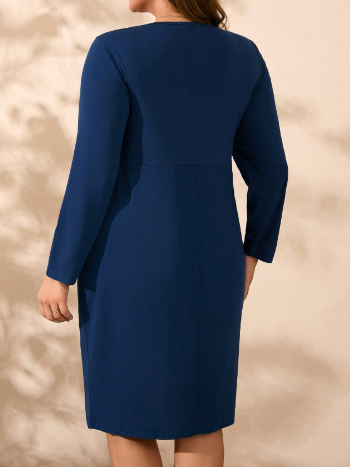 Ruched Round Neck Long Sleeve Mini Dress-TOPS / DRESSES-[Adult]-[Female]-2022 Online Blue Zone Planet