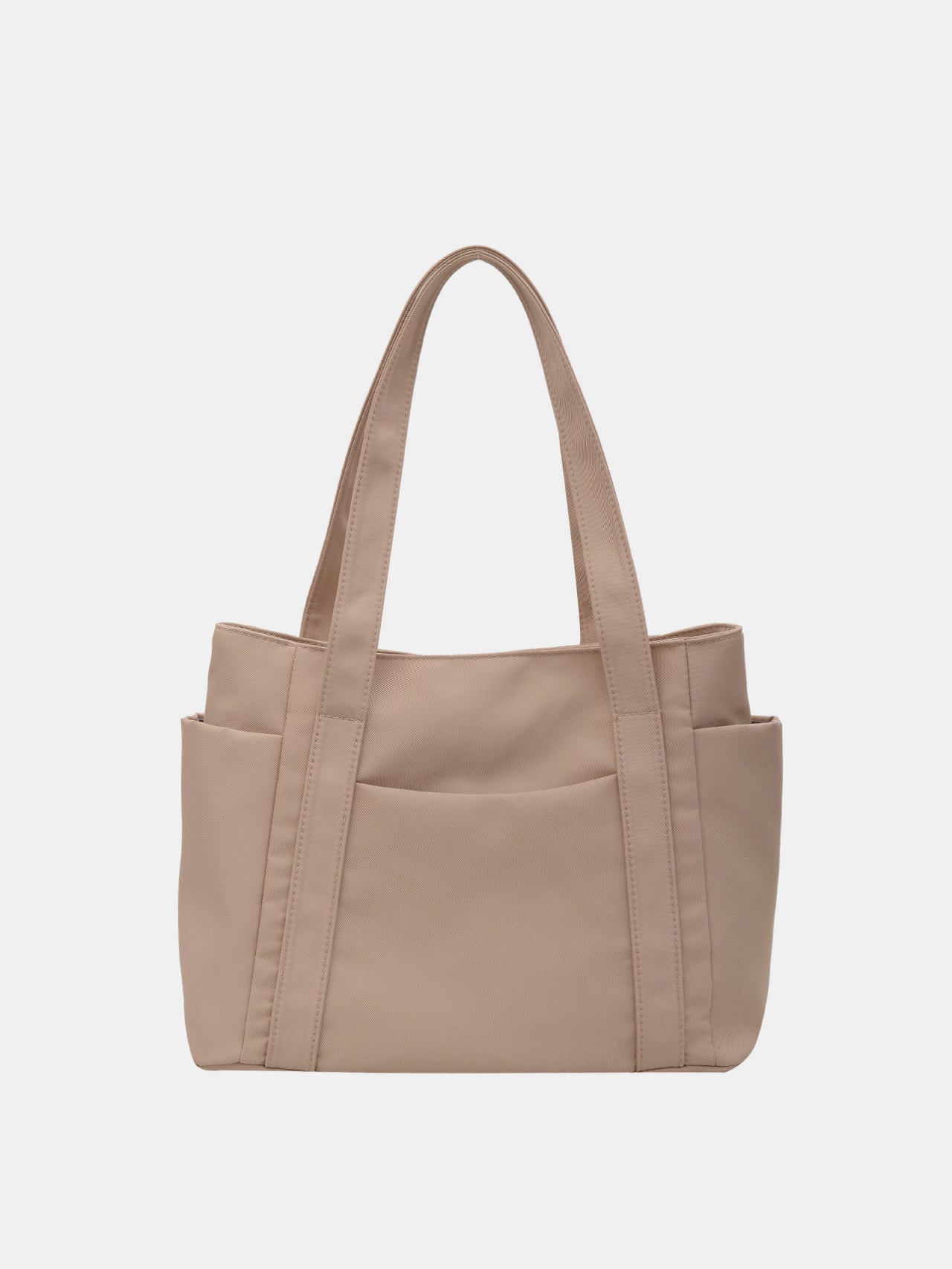 Blue Zone Planet | Oxford Cloth Tote Bag with Zipper-HANDBAGS-[Adult]-[Female]-Khaki-One Size-2022 Online Blue Zone Planet