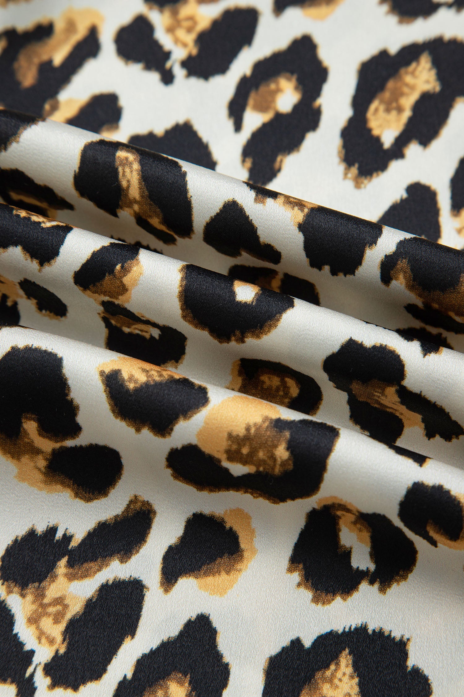 Khaki Leopard Print Ruffle Trim 3/4 Sleeve Loose Shirt-Tops/Blouses & Shirts-[Adult]-[Female]-2022 Online Blue Zone Planet