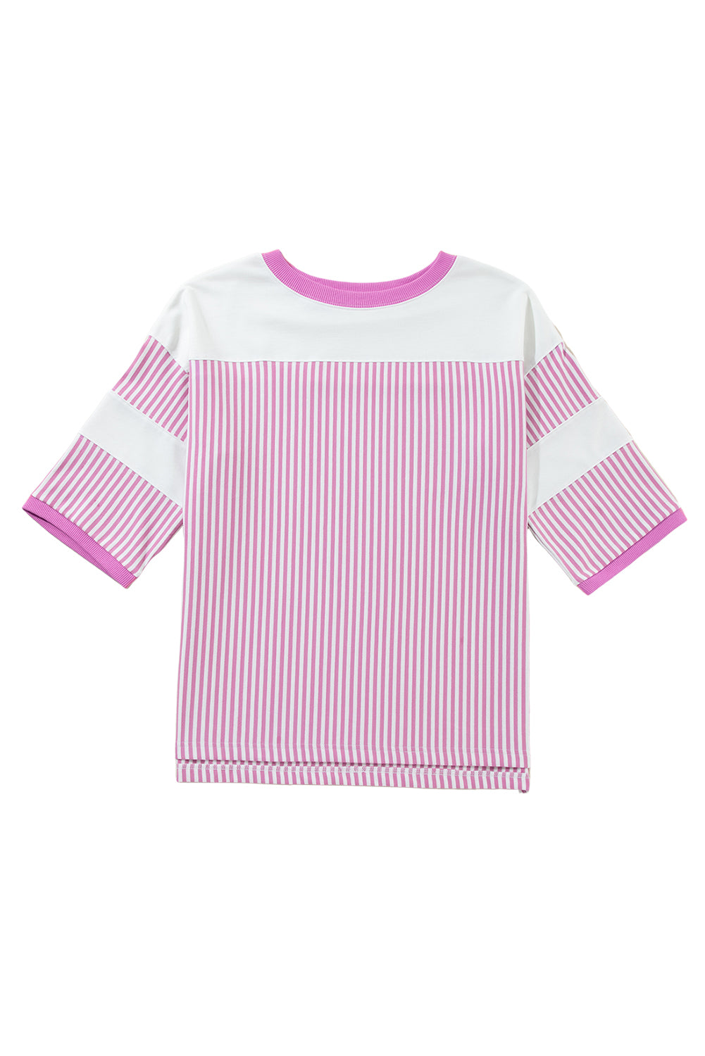 Blue Zone Planet | Black & White Striped Patchwork Oversized Tee-T Shirts-[Adult]-[Female]-2022 Online Blue Zone Planet