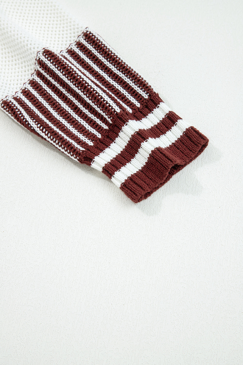 Brown Two Tone Striped Patchwork Drop Shoulder Loose Sweater-TOPS / DRESSES-[Adult]-[Female]-2022 Online Blue Zone Planet