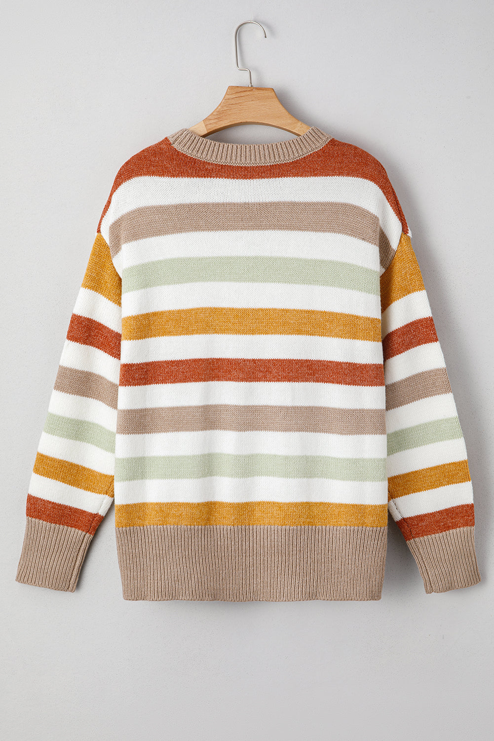 Multicolour Striped Colorblock Drop Shoulder Plus Size Sweater-TOPS / DRESSES-[Adult]-[Female]-2022 Online Blue Zone Planet