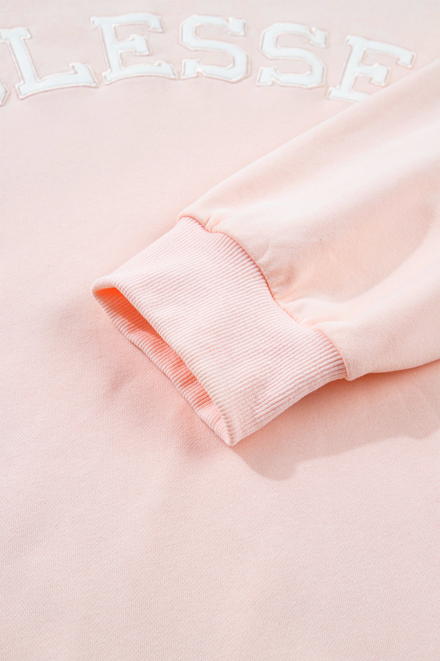 Light Pink BLESSED Embroidered Trim Patch Graphic Plus Size Mock Neck Sweatshirt-Plus Size/Plus Size Sweatshirts & Hoodies-[Adult]-[Female]-2022 Online Blue Zone Planet