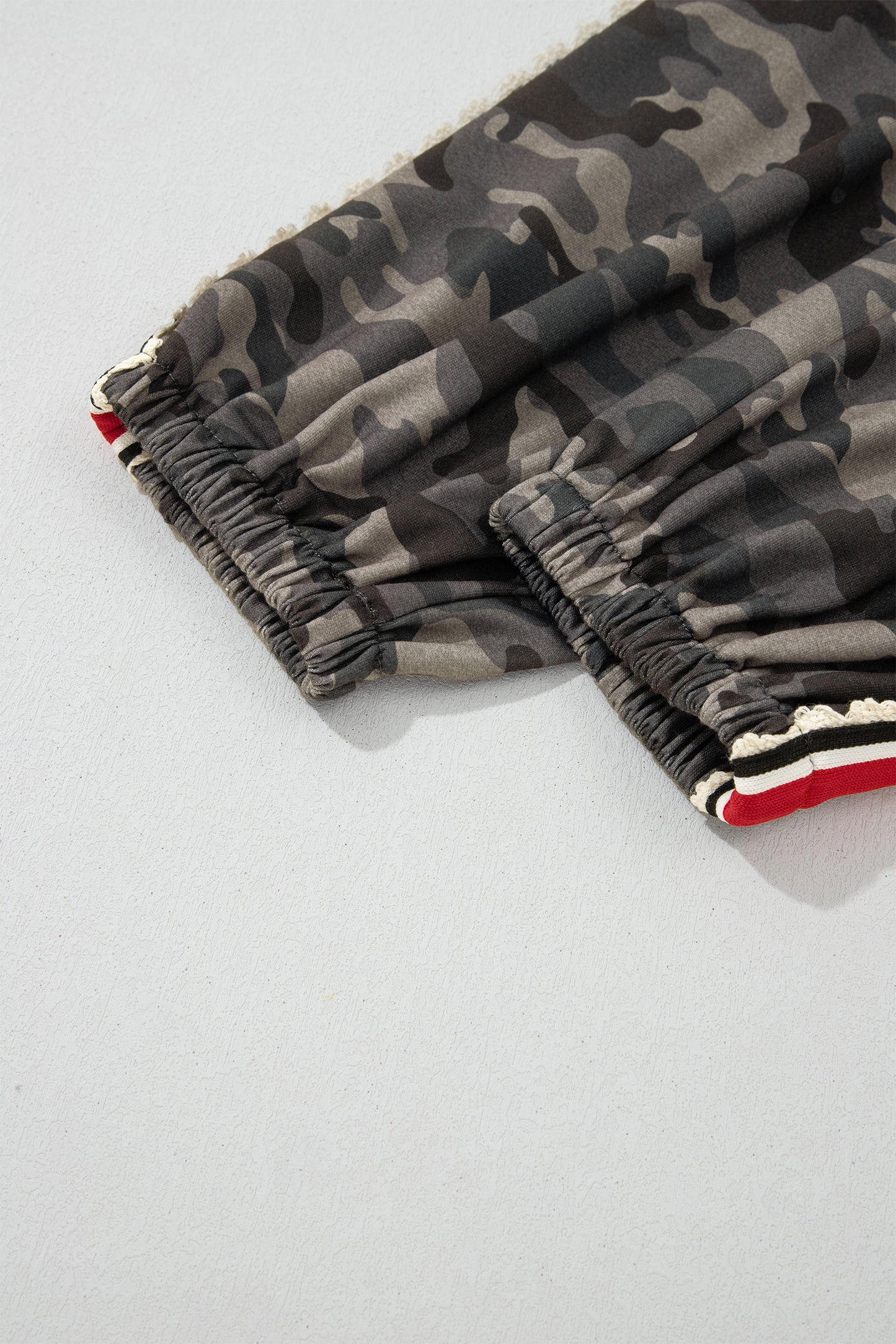 Khaki Camouflage Print Striped Side Panel Patchwork Drawstring Pants-Bottoms/Pants & Culotte-[Adult]-[Female]-2022 Online Blue Zone Planet