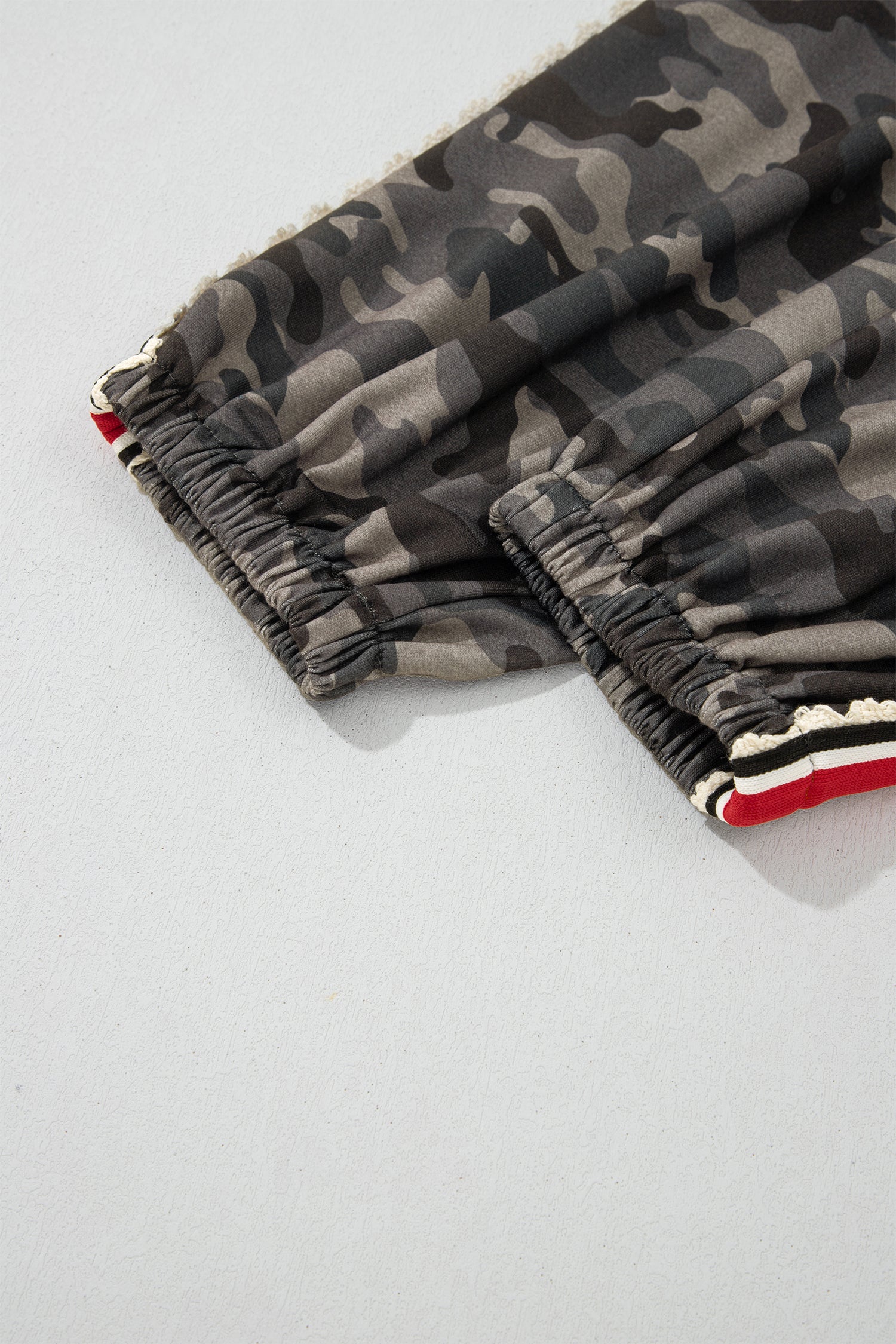 Khaki Camouflage Print Striped Side Panel Patchwork Drawstring Pants-Bottoms/Pants & Culotte-[Adult]-[Female]-2022 Online Blue Zone Planet