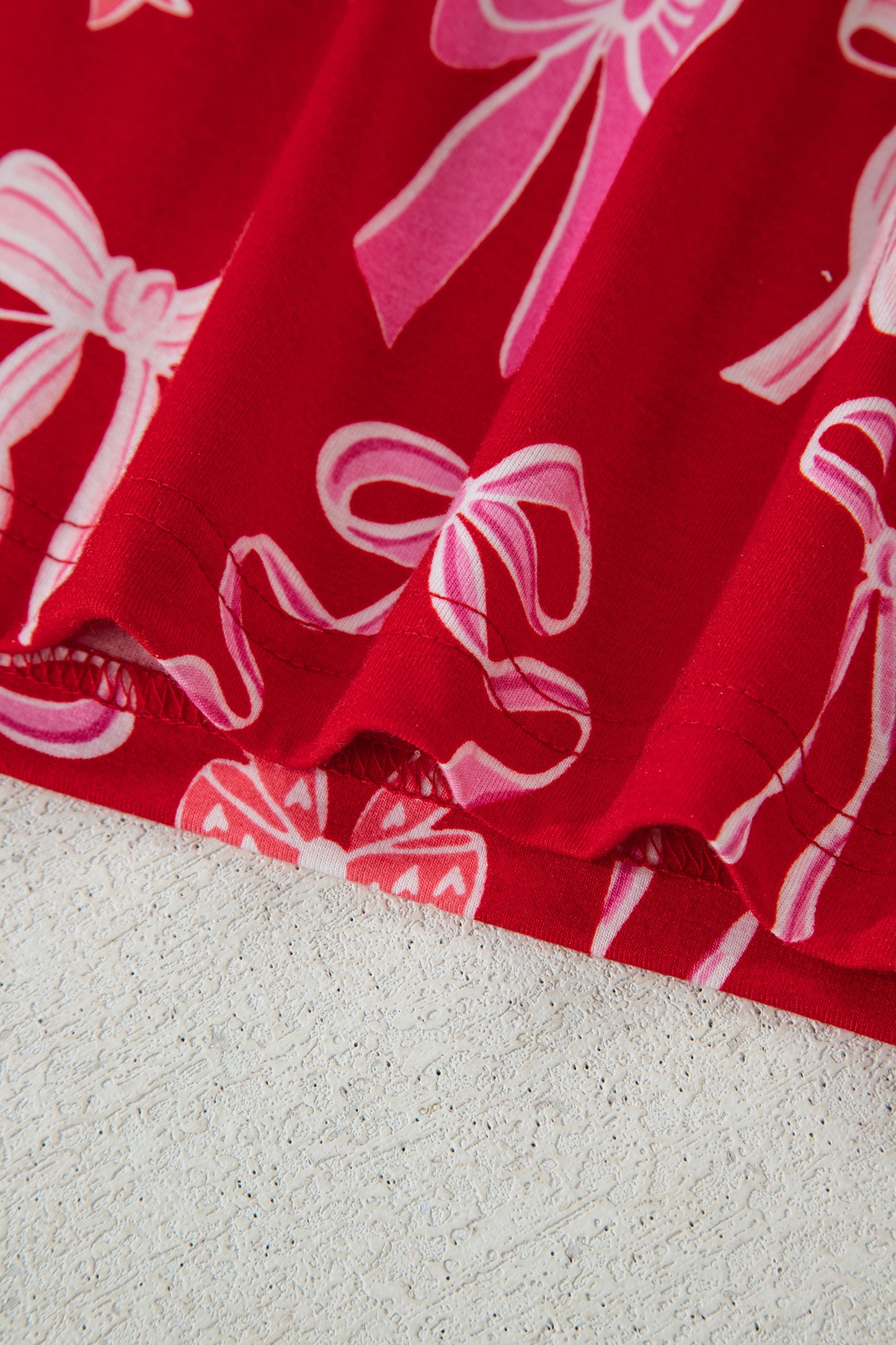 Red Sweet Bow Print Ruffled Short Sleeve Shirt Shorts 2pcs Pajama Set-Loungewear & Sleepwear/Sleepwear-[Adult]-[Female]-2022 Online Blue Zone Planet