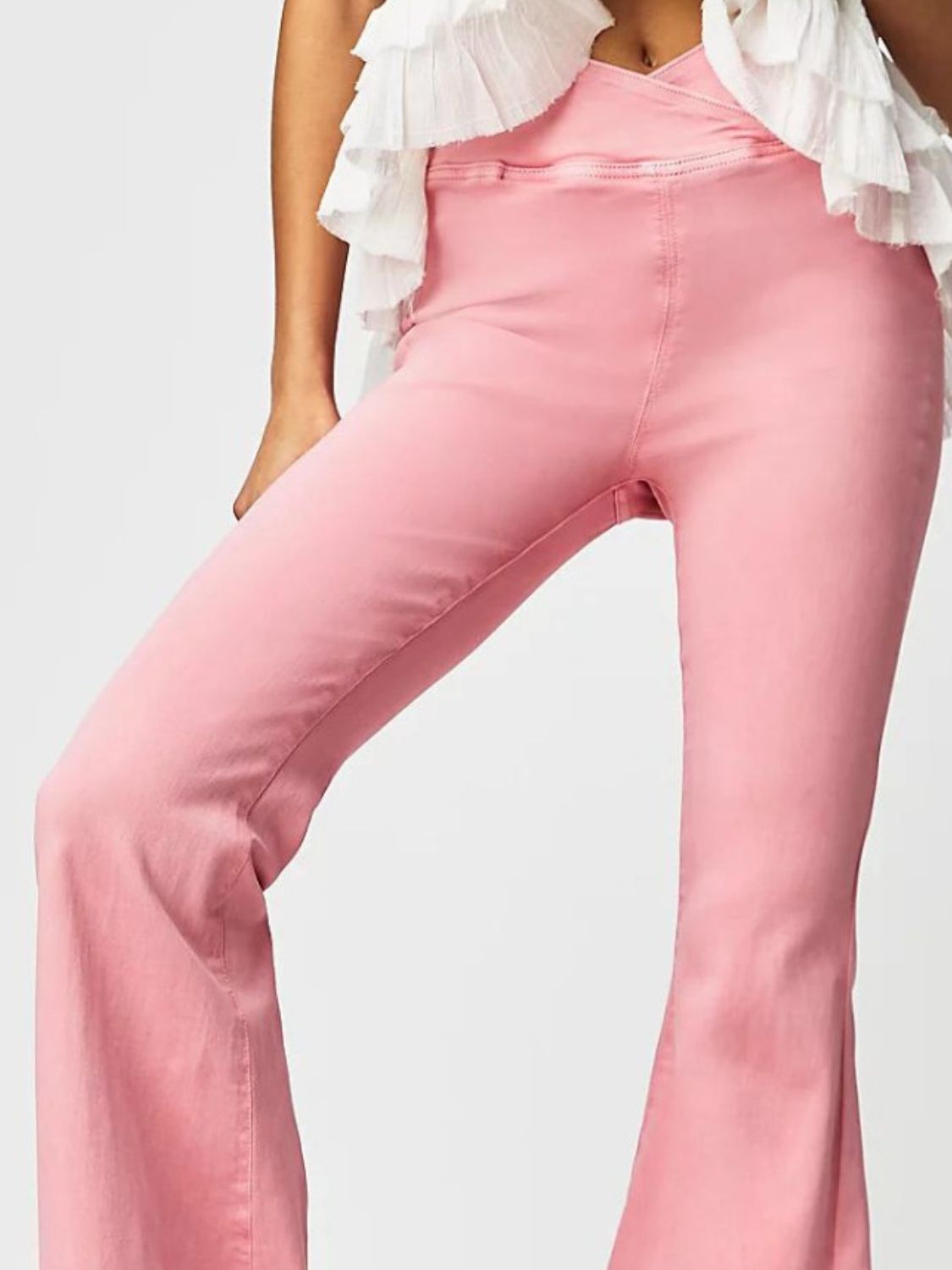 Asymmetric Waist Flare Jeans-BOTTOMS SIZES SMALL MEDIUM LARGE-[Adult]-[Female]-2022 Online Blue Zone Planet