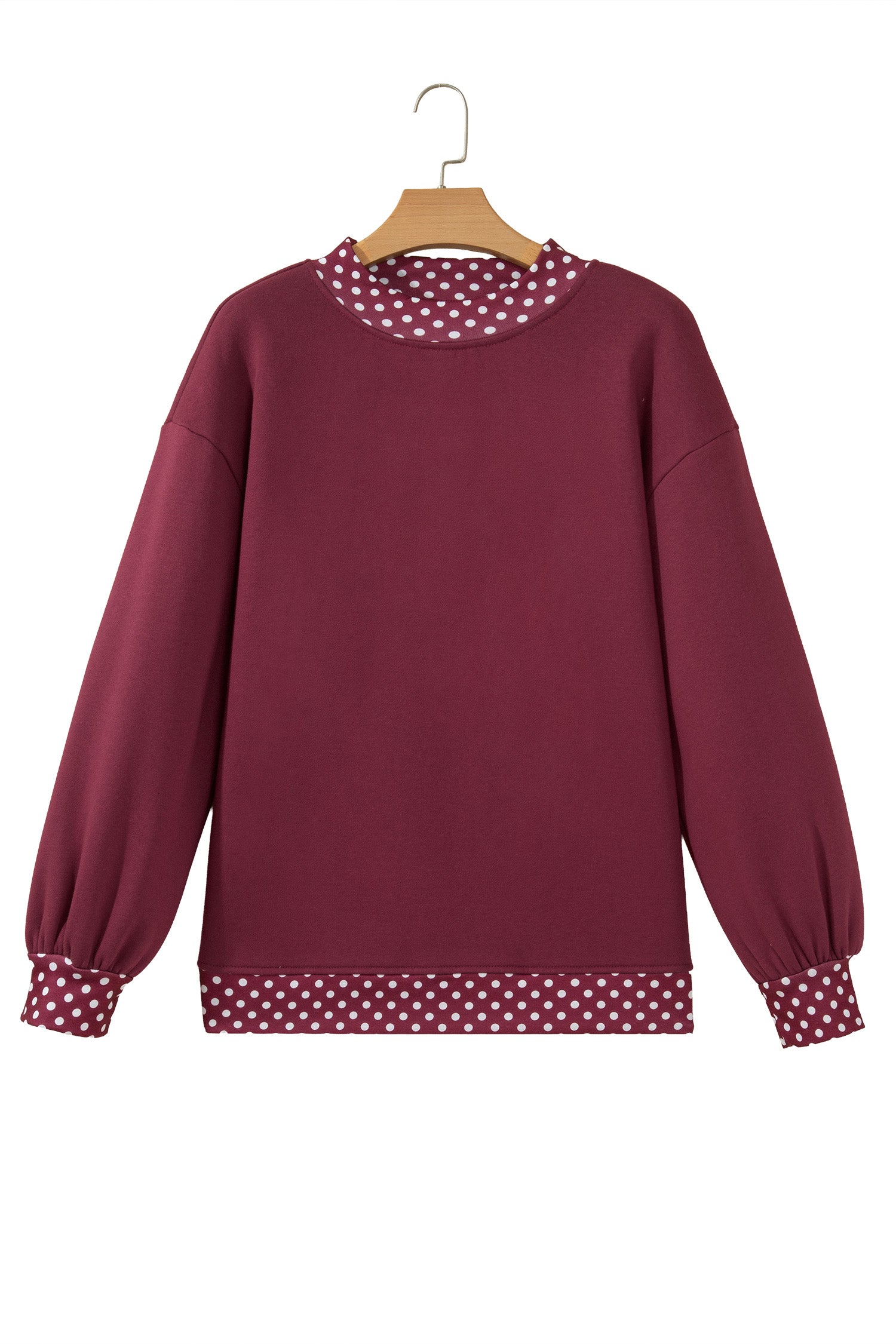 Dirty blue Colorblock Polka Dot Contrast Trim Oversized Sweatshirt-Tops/Sweatshirts & Hoodies-[Adult]-[Female]-2022 Online Blue Zone Planet