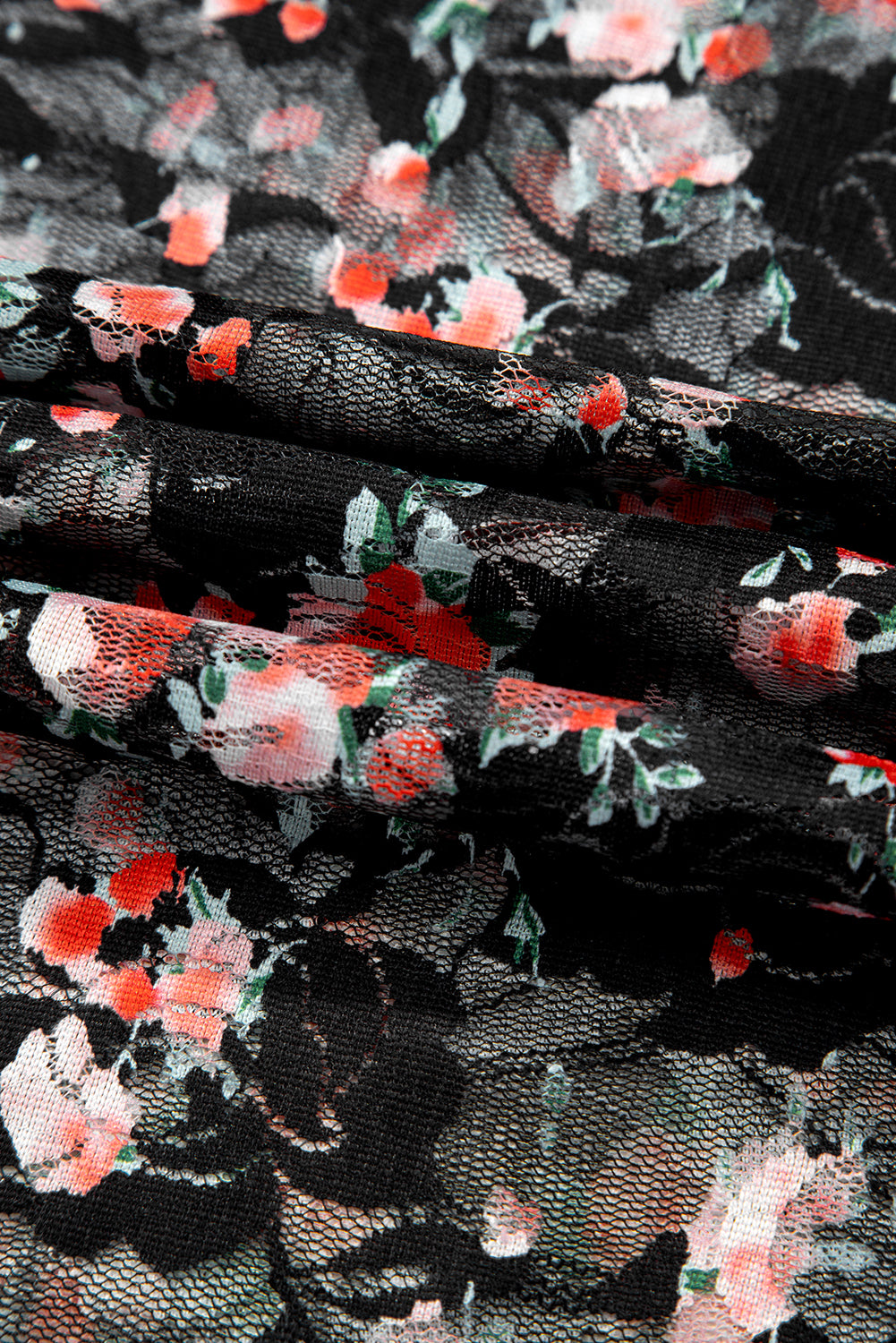 Black Floral Mesh Sheer Long Sleeve Top-Tops/Long Sleeve Tops-[Adult]-[Female]-2022 Online Blue Zone Planet
