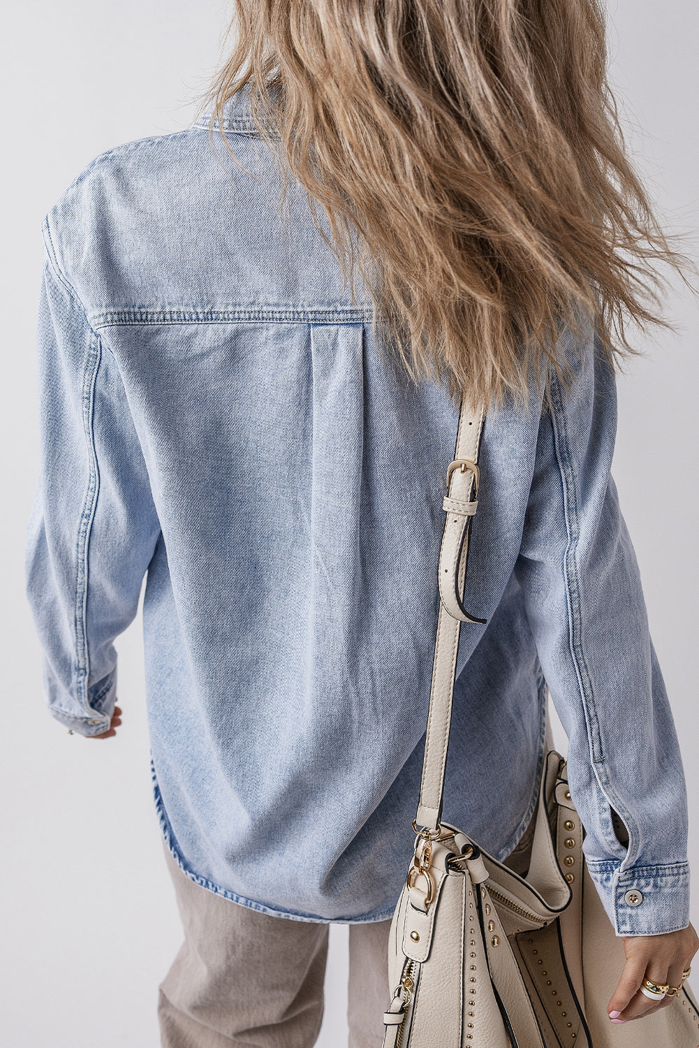 Blue Zone Planet | Beau Blue Long Sleeve Buttoned Chest Pocket Denim Shacket-Outerwear/Denim jackets-[Adult]-[Female]-2022 Online Blue Zone Planet