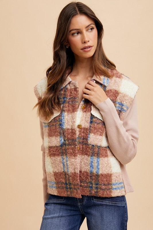 Blue Zone Planet | Annie Wear Faux Fur Plaid Button Up Jacket-TOPS / DRESSES-[Adult]-[Female]-2022 Online Blue Zone Planet