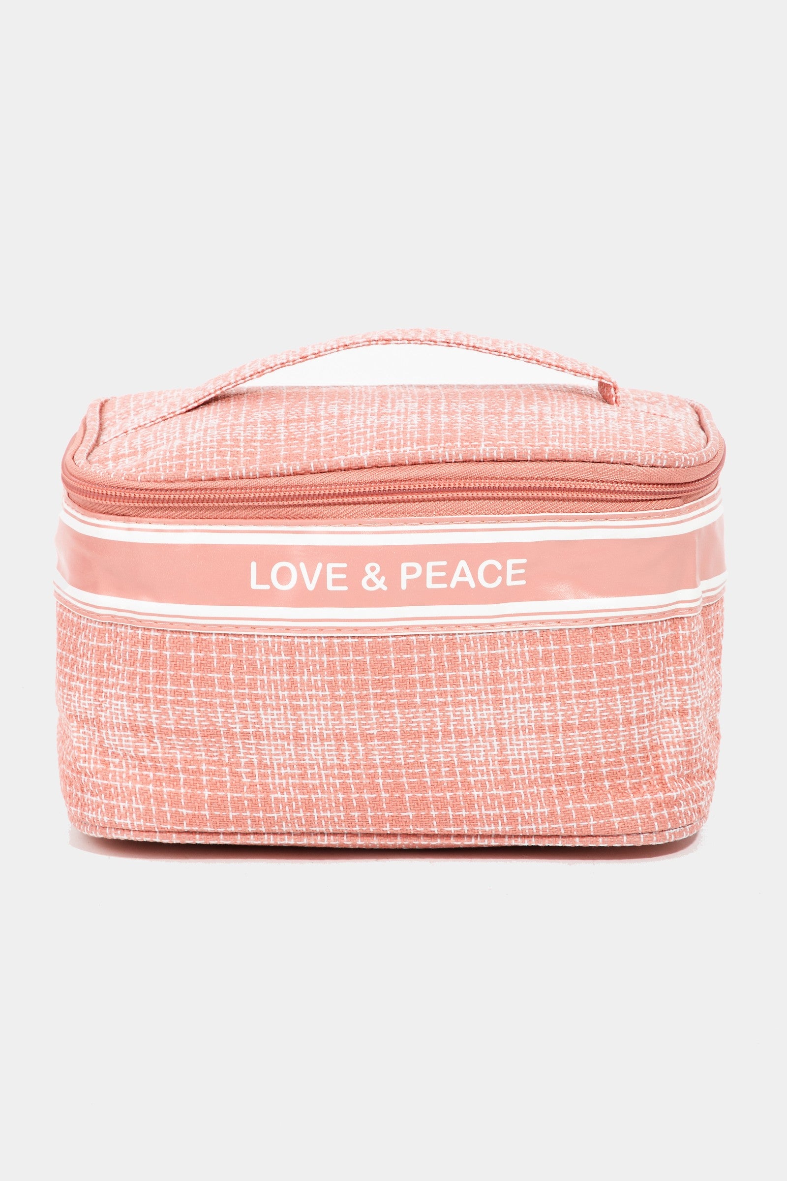 Blue Zone Planet | Fame Love & Peace Striped Handle Bag-HANDBAGS-[Adult]-[Female]-Pink-One Size-2022 Online Blue Zone Planet