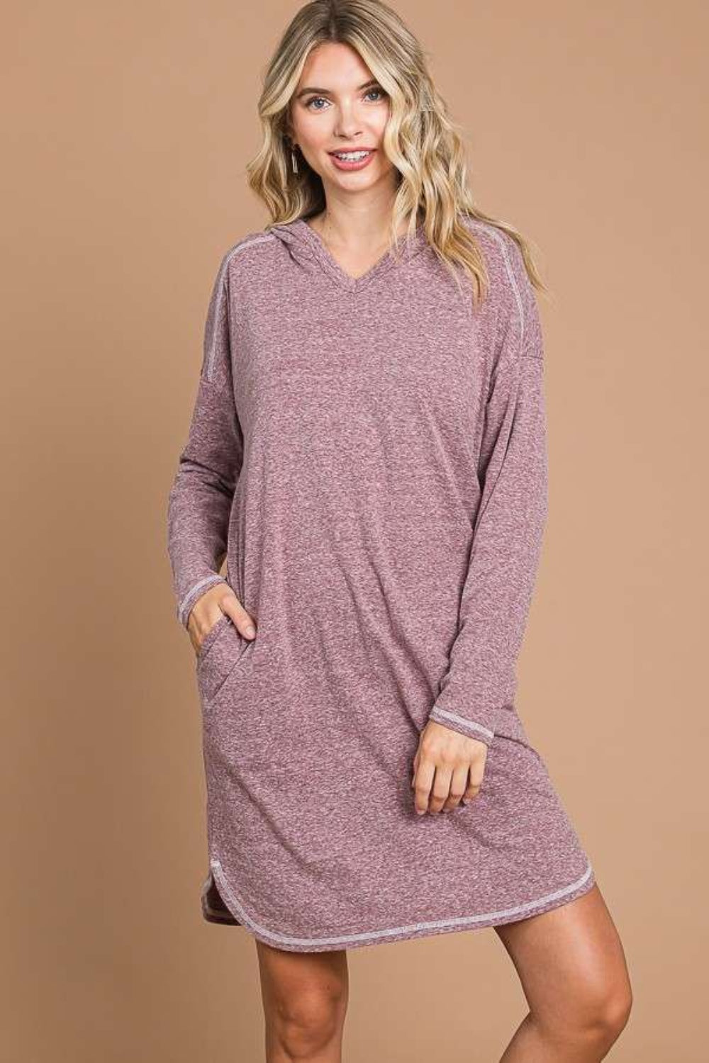 Culture Code Full Size Hooded Long Sleeve Sweater Dress-TOPS / DRESSES-[Adult]-[Female]-2022 Online Blue Zone Planet