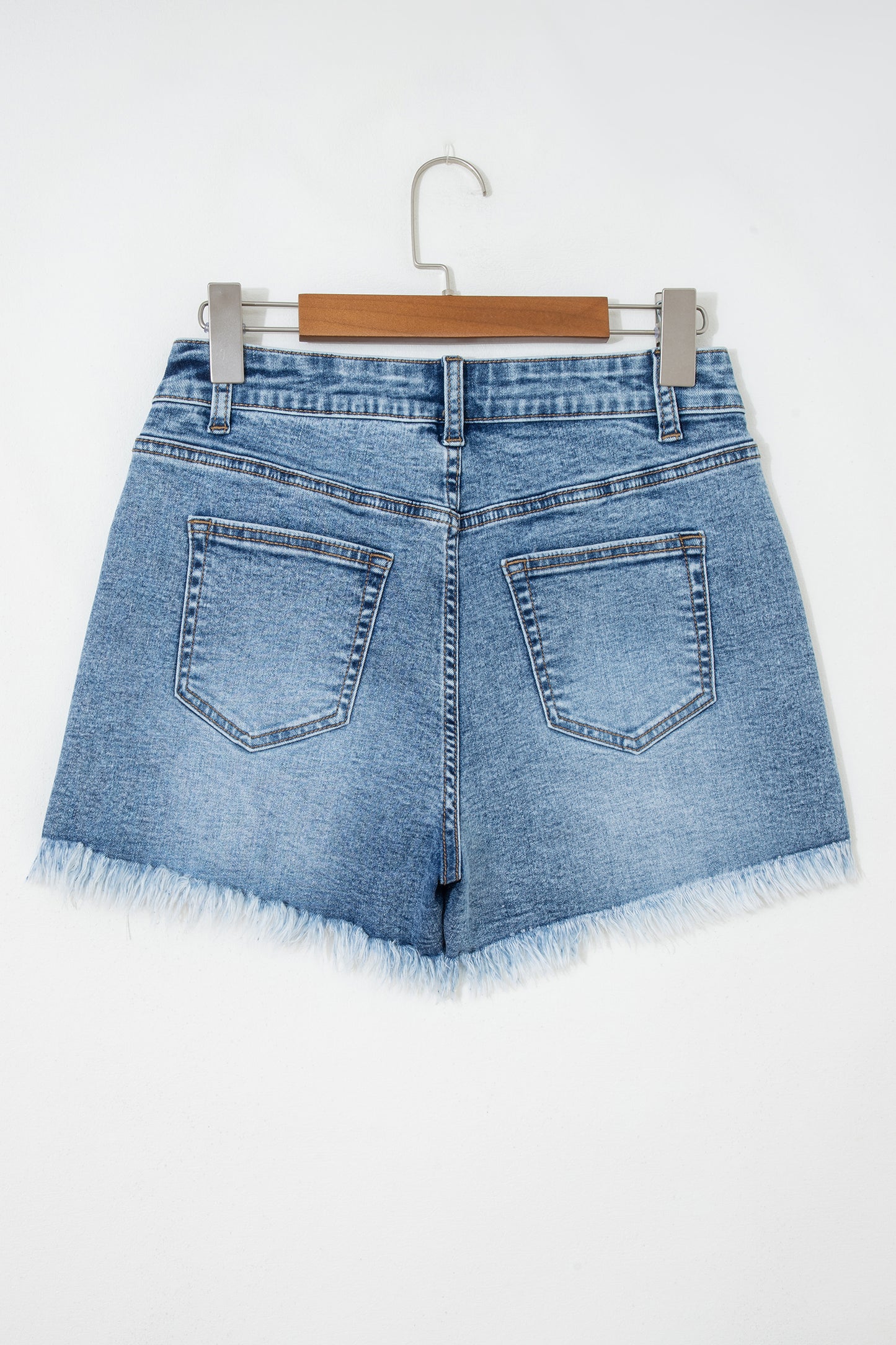 Dusk Blue Western Embroidery Stud Denim Shorts Summer Daily Wear-Bottoms/Denim Shorts-[Adult]-[Female]-2022 Online Blue Zone Planet