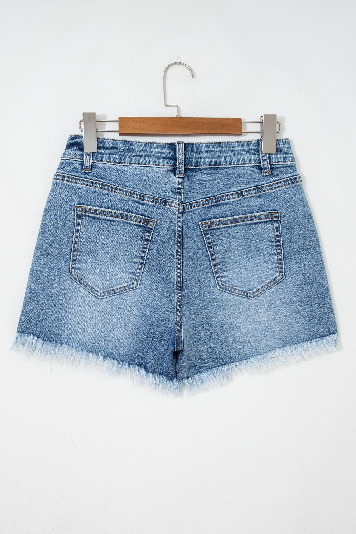 Dusk Blue Western Embroidery Stud Denim Shorts Summer Daily Wear-Bottoms/Denim Shorts-[Adult]-[Female]-2022 Online Blue Zone Planet