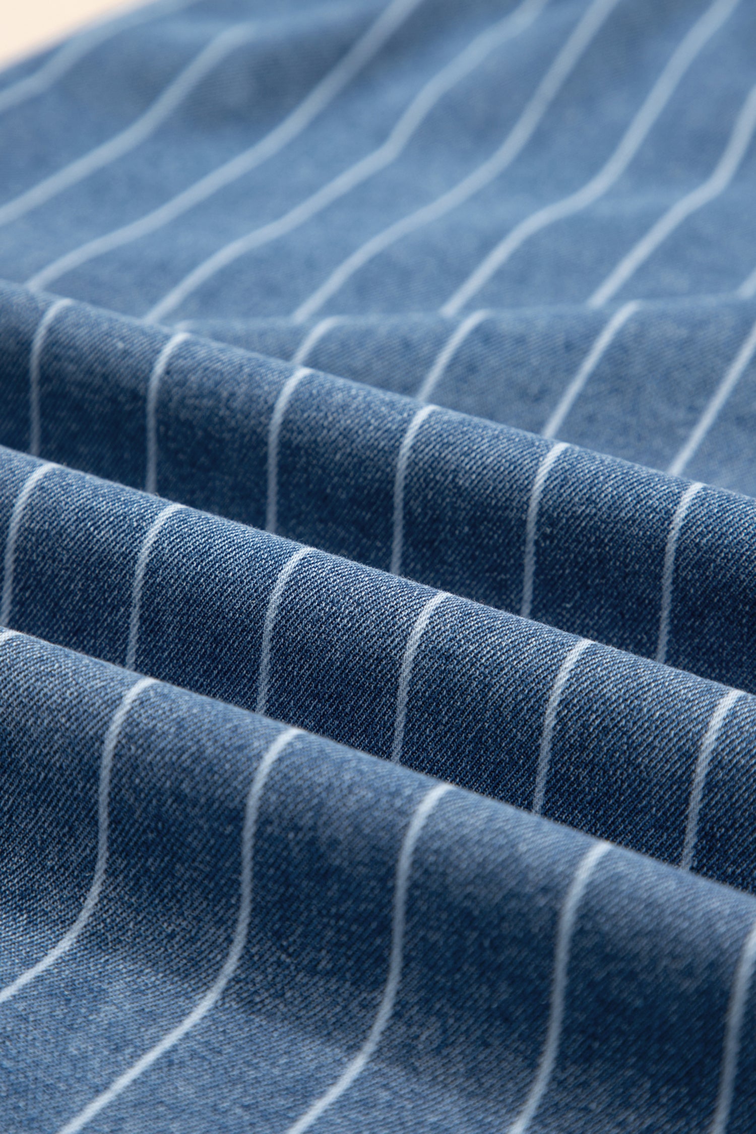 Sky Blue Stripe Button Pleated Drawstring Waist Casual Wide Leg Jeans-Bottoms/Jeans-[Adult]-[Female]-2022 Online Blue Zone Planet