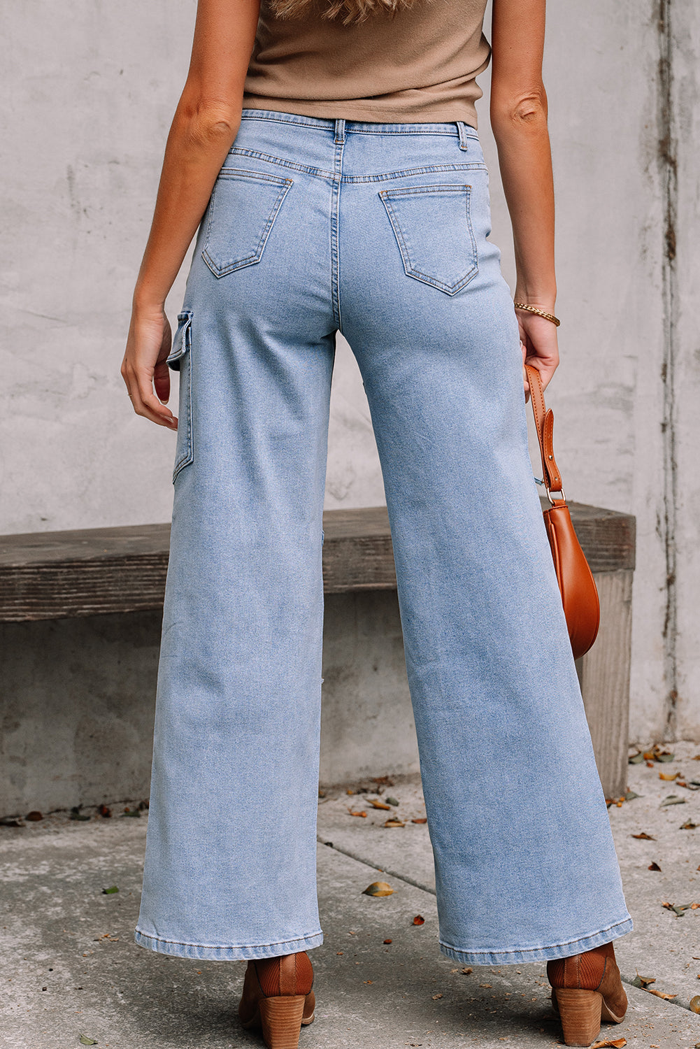 Beau Blue Bowknot Decor Boyfriend Cargo Jeans-Bottoms/Jeans-[Adult]-[Female]-2022 Online Blue Zone Planet