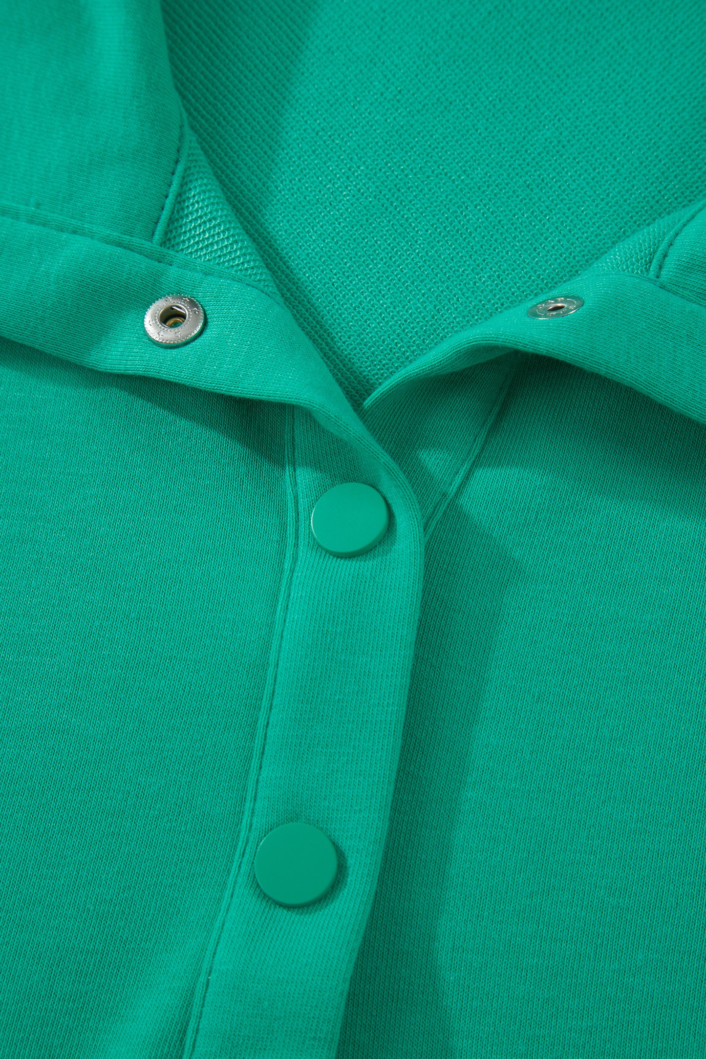 Sea Green Solid Color Snap Button Polo Collar Short Sleeve Scallop Hem Mini Dress-TOPS / DRESSES-[Adult]-[Female]-2022 Online Blue Zone Planet
