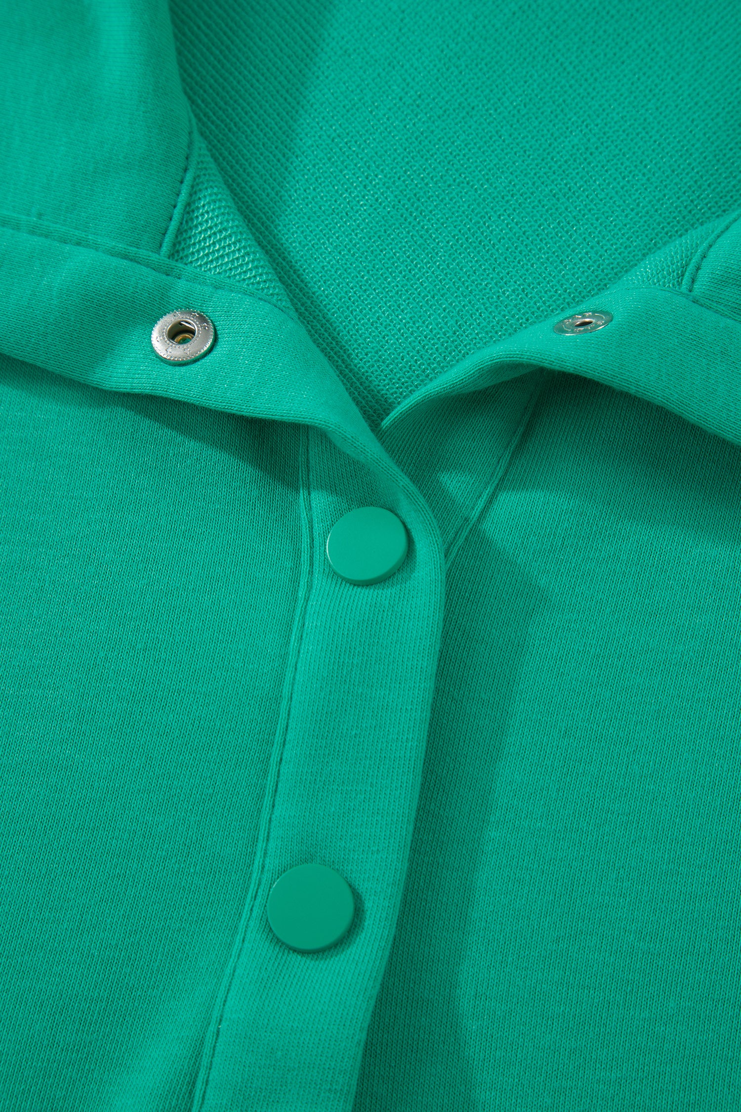 Sea Green Solid Color Snap Button Polo Collar Short Sleeve Scallop Hem Mini Dress-TOPS / DRESSES-[Adult]-[Female]-2022 Online Blue Zone Planet