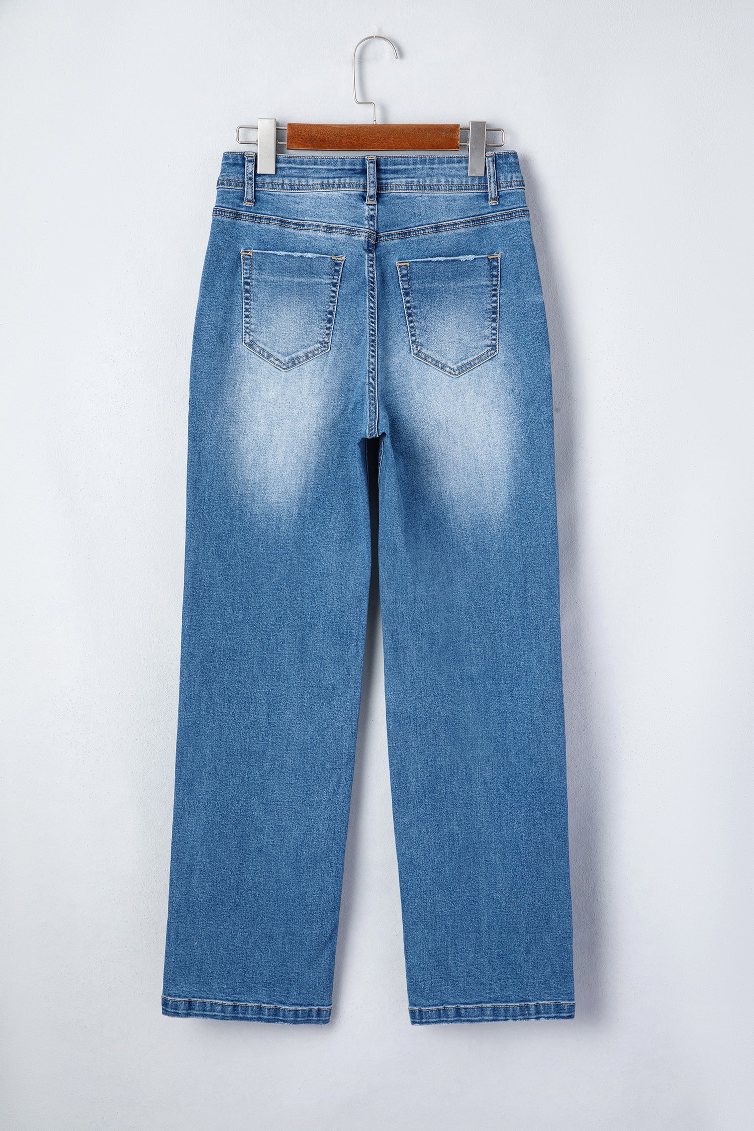 Myosotis Acid Washed Straight Leg Full Length Casual Jeans-Bottoms/Jeans-[Adult]-[Female]-2022 Online Blue Zone Planet