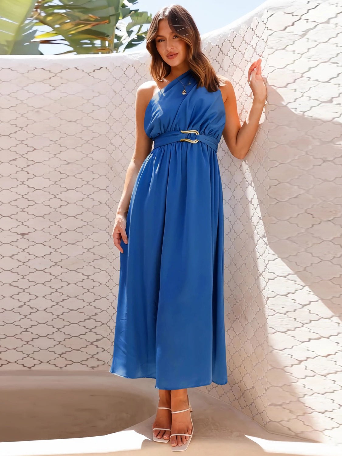 Single Shoulder Midi Dress-TOPS / DRESSES-[Adult]-[Female]-2022 Online Blue Zone Planet