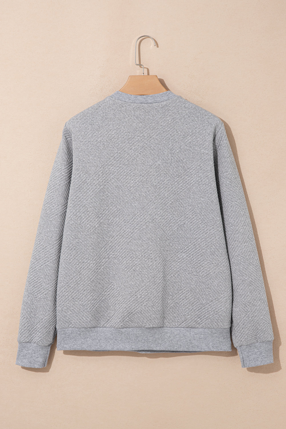Medium Grey Trendy Textured Half Zip Loose Sweatshirt-Tops/Sweatshirts & Hoodies-[Adult]-[Female]-2022 Online Blue Zone Planet