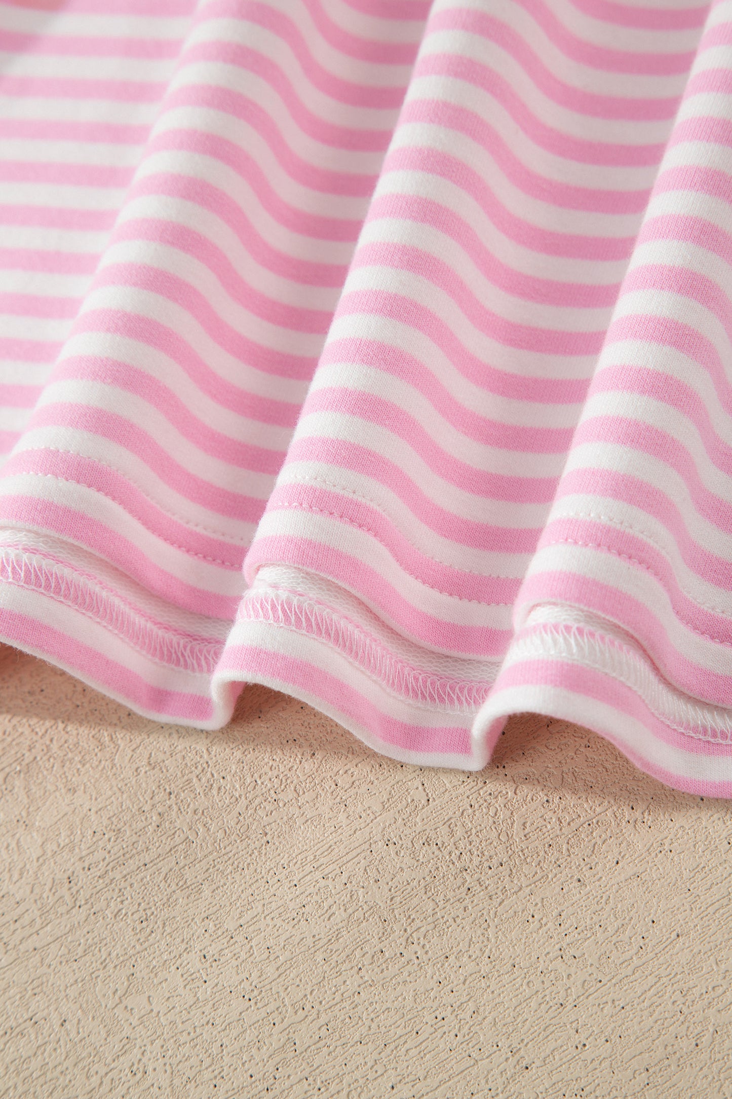 Pink Stripe Cuffed Short Sleeve Contrast Mock Neck Tee Dress-TOPS / DRESSES-[Adult]-[Female]-2022 Online Blue Zone Planet