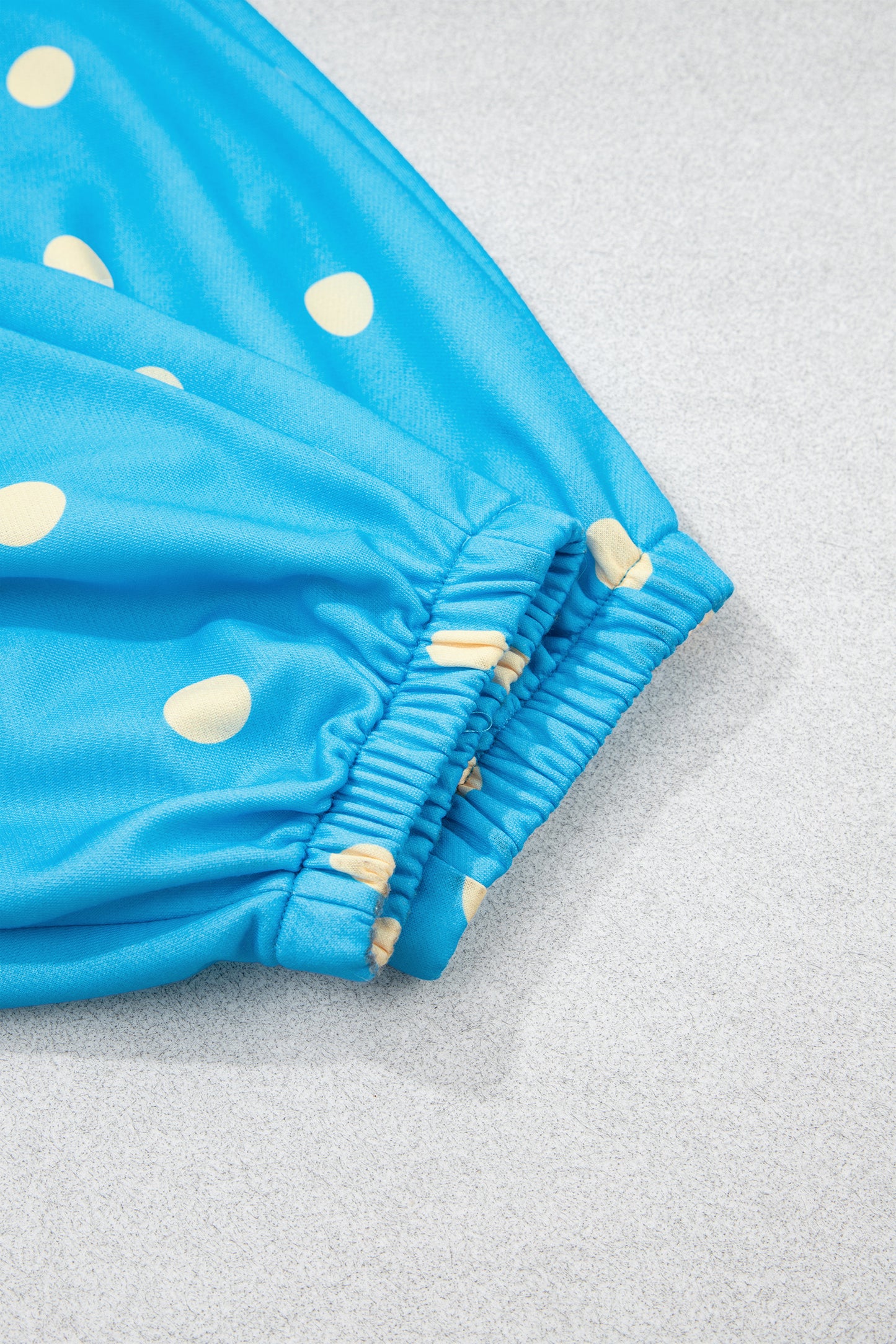 Blue Polka Dot Hooded Drawstring Long Sleeve Plus Size Set-Tops / Dresses-[Adult]-[Female]-2022 Online Blue Zone Planet
