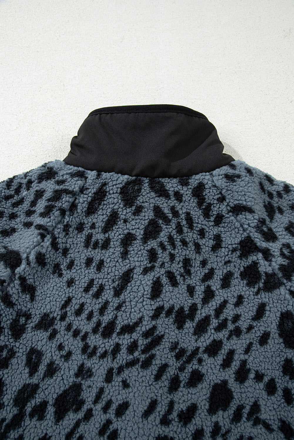 Blue Cow Print Buttoned Stand Collar Fleece Jacket-Outerwear/Jackets-[Adult]-[Female]-2022 Online Blue Zone Planet