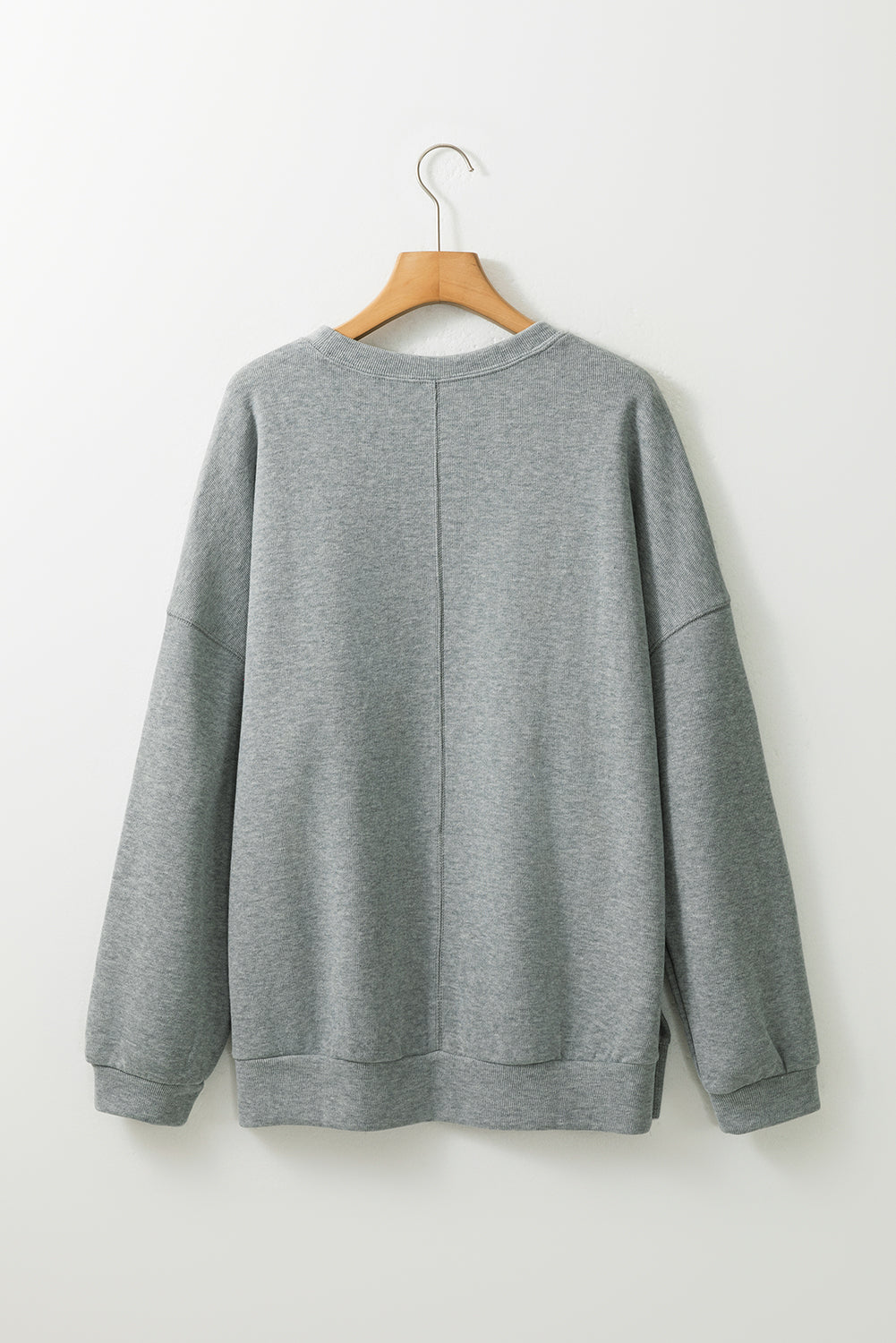 Medium Grey Side Split Drop Shoulder Oversized Sweatshirt-Tops/Sweatshirts & Hoodies-[Adult]-[Female]-2022 Online Blue Zone Planet
