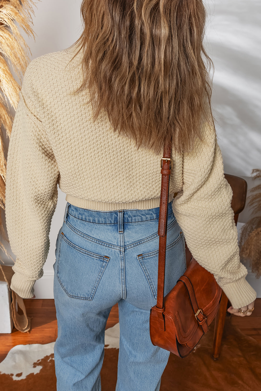 Beige Button Front Cropped Cardigan Sweater-TOPS / DRESSES-[Adult]-[Female]-2022 Online Blue Zone Planet