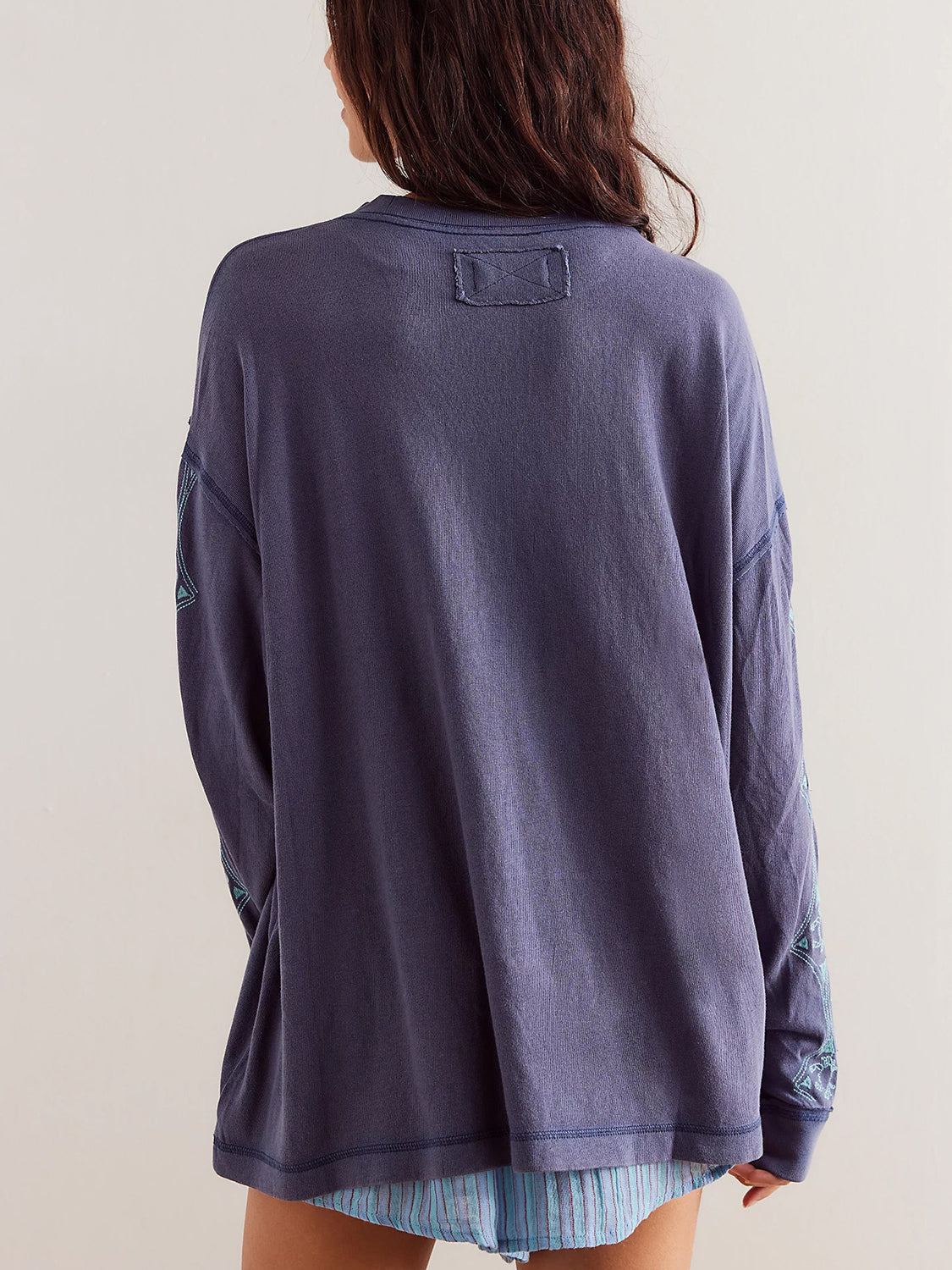 Embroidered Round Neck Long Sleeve Sweatshirt-TOPS / DRESSES-[Adult]-[Female]-2022 Online Blue Zone Planet