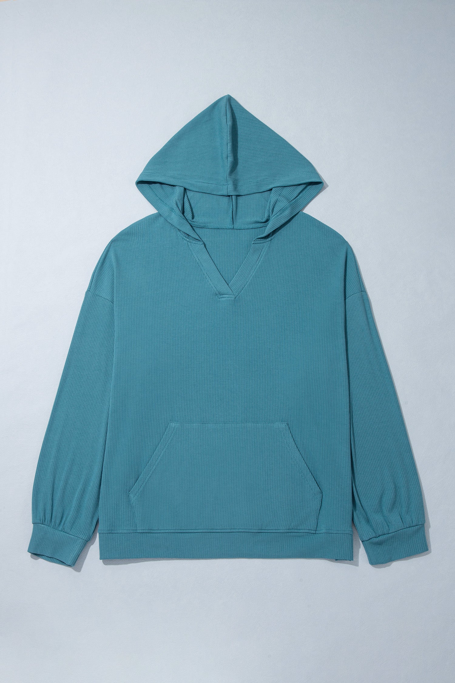 Lapis Ribbed Drop Shoulder Long Sleeve Plus Size Blouse-Tops / Dresses-[Adult]-[Female]-2022 Online Blue Zone Planet