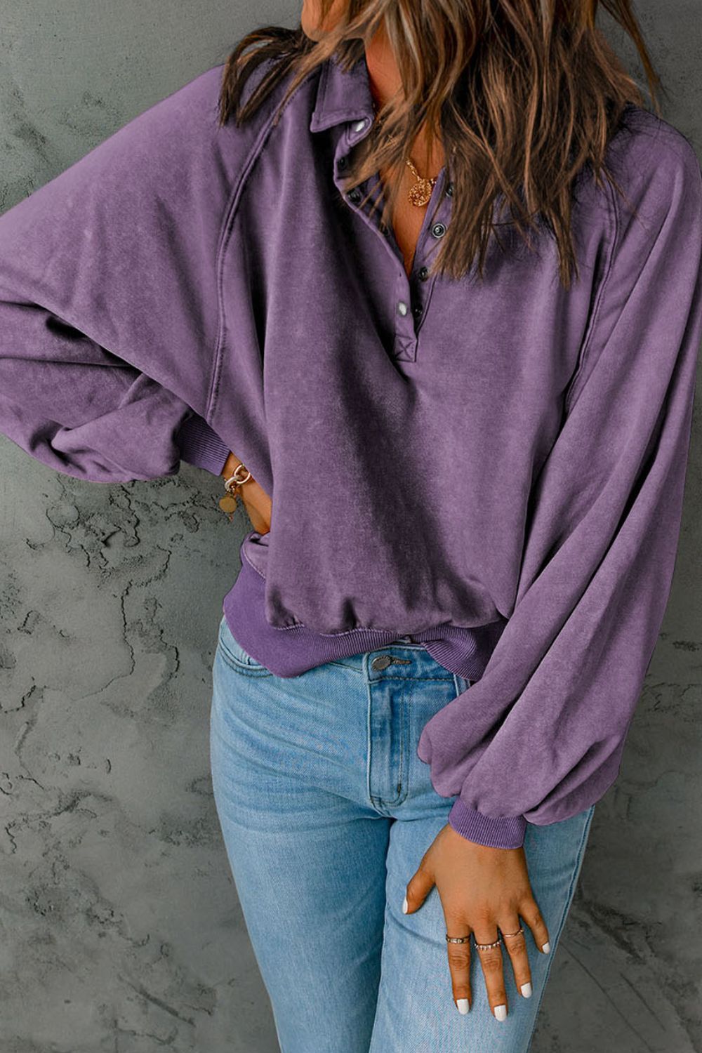 Half Snap Long Sleeve Sweatshirt-TOPS / DRESSES-[Adult]-[Female]-Mauve-S-2022 Online Blue Zone Planet